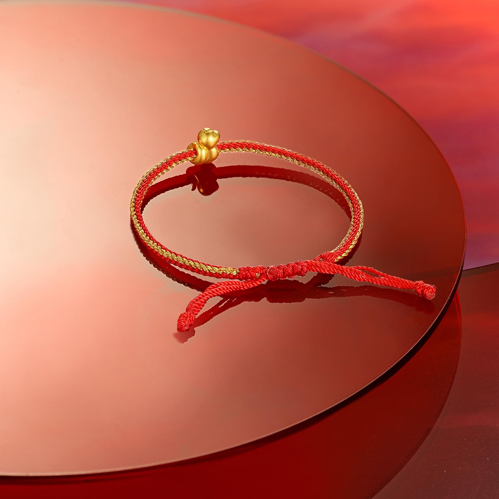 24K Gold Plated Snake Charm Bracelet - Adjustable Red String Zodiac Animal Bracelet with Lucky Charms for Protection & Good Luck - Chinese New Year Jewelry Gift for Women & Men - Perfect for Festivals, Gifting & Daily Wear