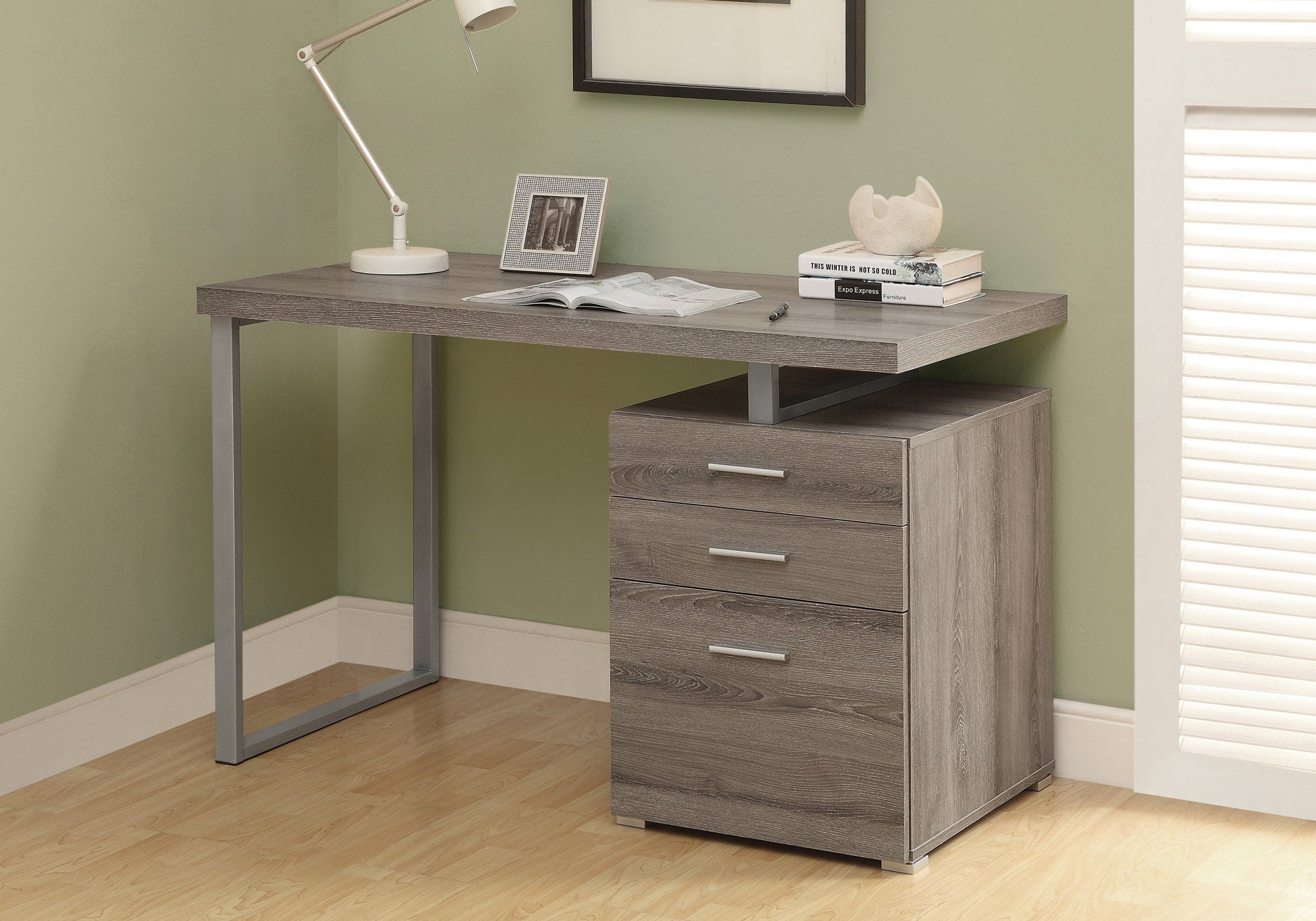 48L Office Series Dark Taupe L-Shaped Desk - Left or Right Facing for Home & Office Workspace