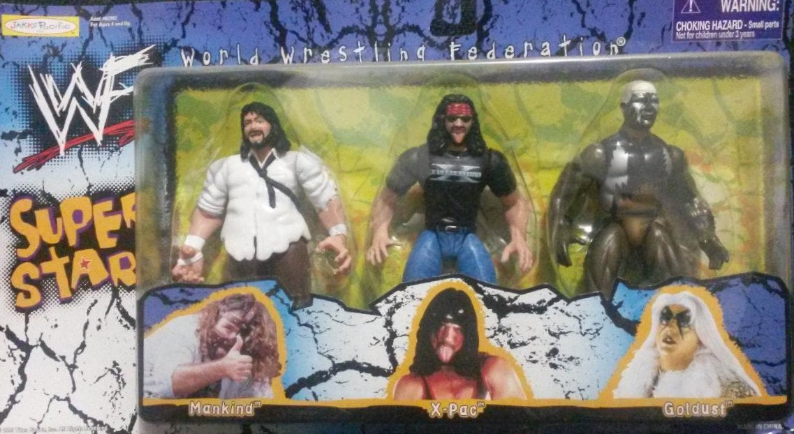 1999 WWF Jakks Pacific Break Down In Your House Action Figure Box Set - Mankind, X-Pac & Goldust Wrestling Collectibles [Exclusive Edition for WWF Fans & Collectors] - Perfect for Display, Play & Nostalgic Wrestling Memorabilia