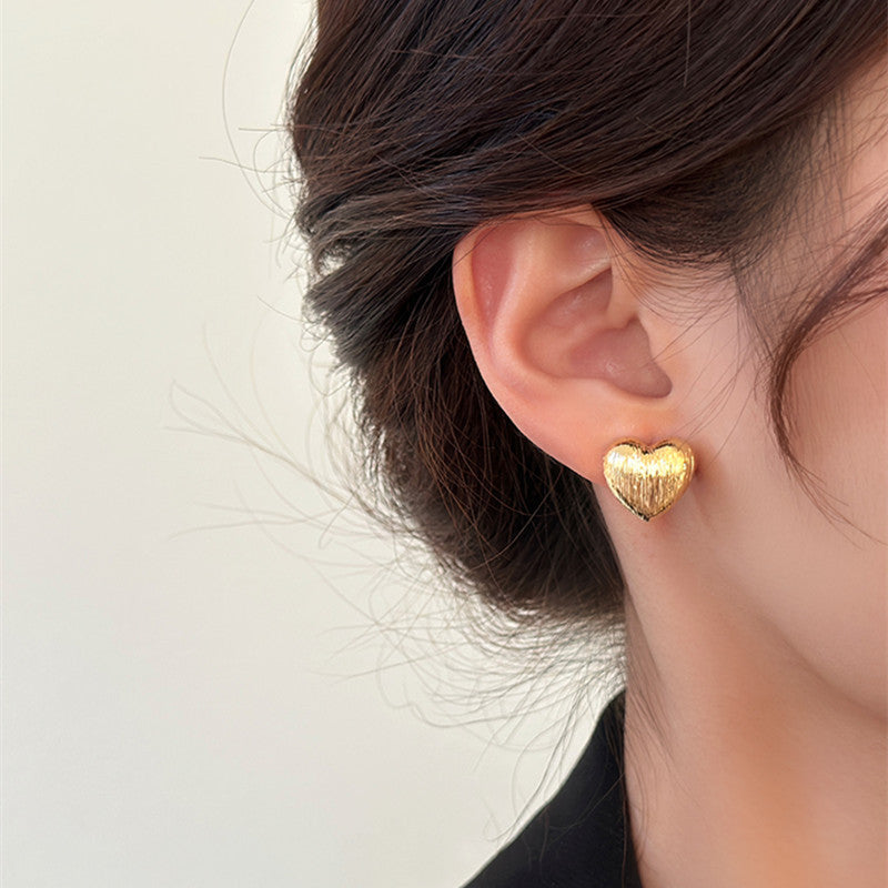 Two Way Crinkled Heart Hoop Earrings Clip On - Gold & Silver Fashion Jewelry for Women | Perfect for Valentine's Day, Date Night & Special Occasions