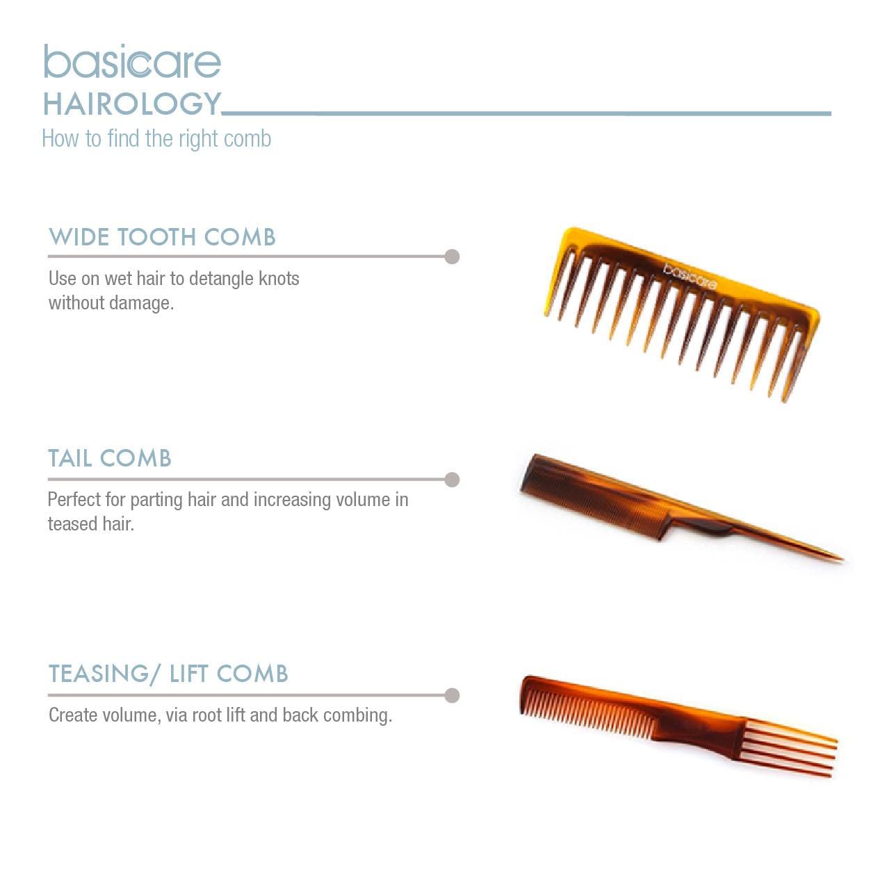 Basicare Wide Tooth Hair Detangling Comb for Thick Curly Wavy Hair - Gentle Wet & Dry Hair Detangler for Men & Women - Perfect for Salon Styling, Shampooing & Everyday Hair Care