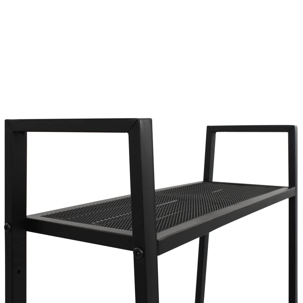 SKM 4-Tier Metal Ladder Bookcase in Black - Space-Saving Bookshelf for Living Room, Bedroom & Office Storage