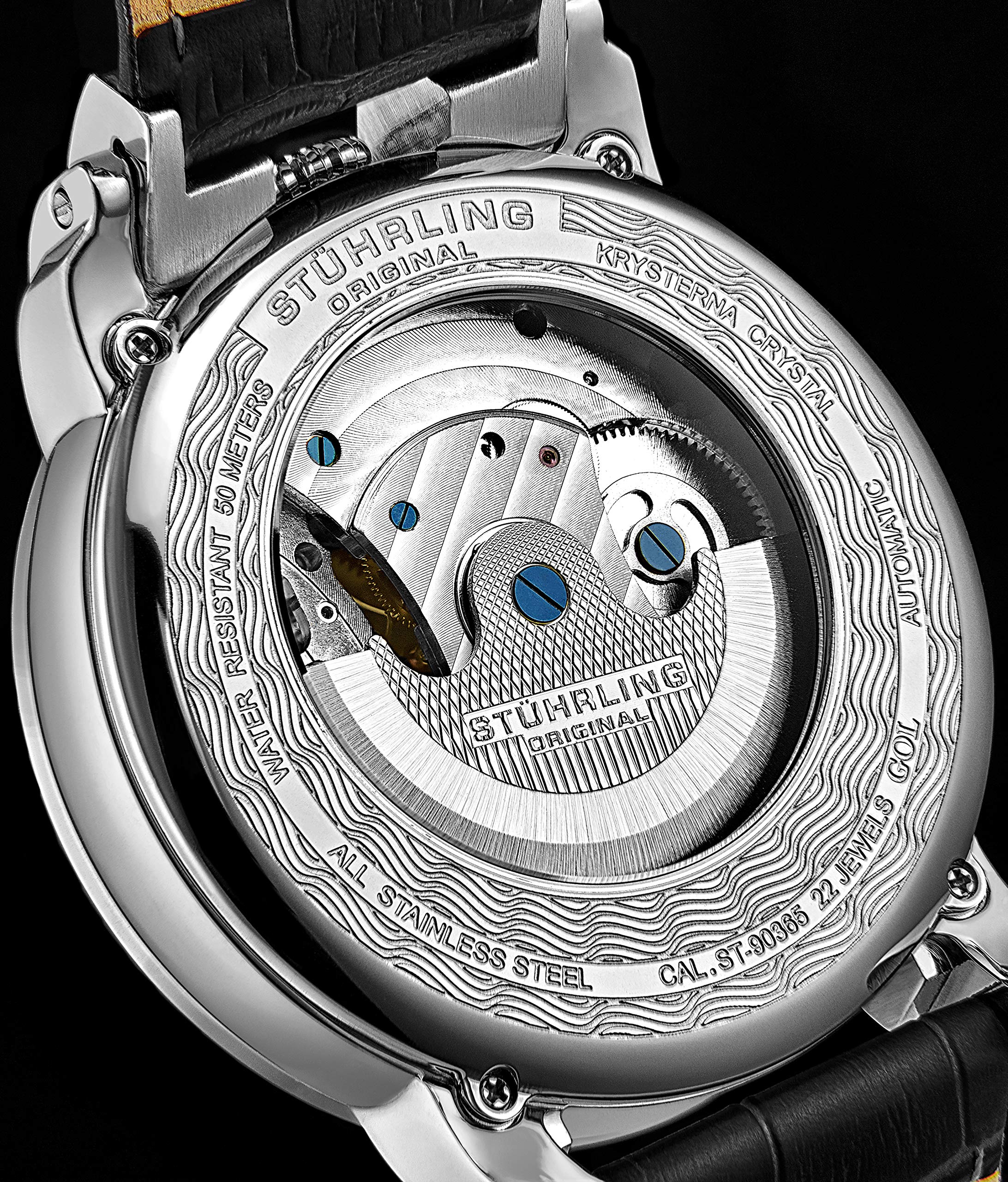 Stuhrling Original Men's Automatic Skeleton Watch - Luxury Leather Dress Watch with Stainless Steel Case - Self-Winding Mechanical Analog Watch for Men - Perfect for Business, Formal Events & Gifts