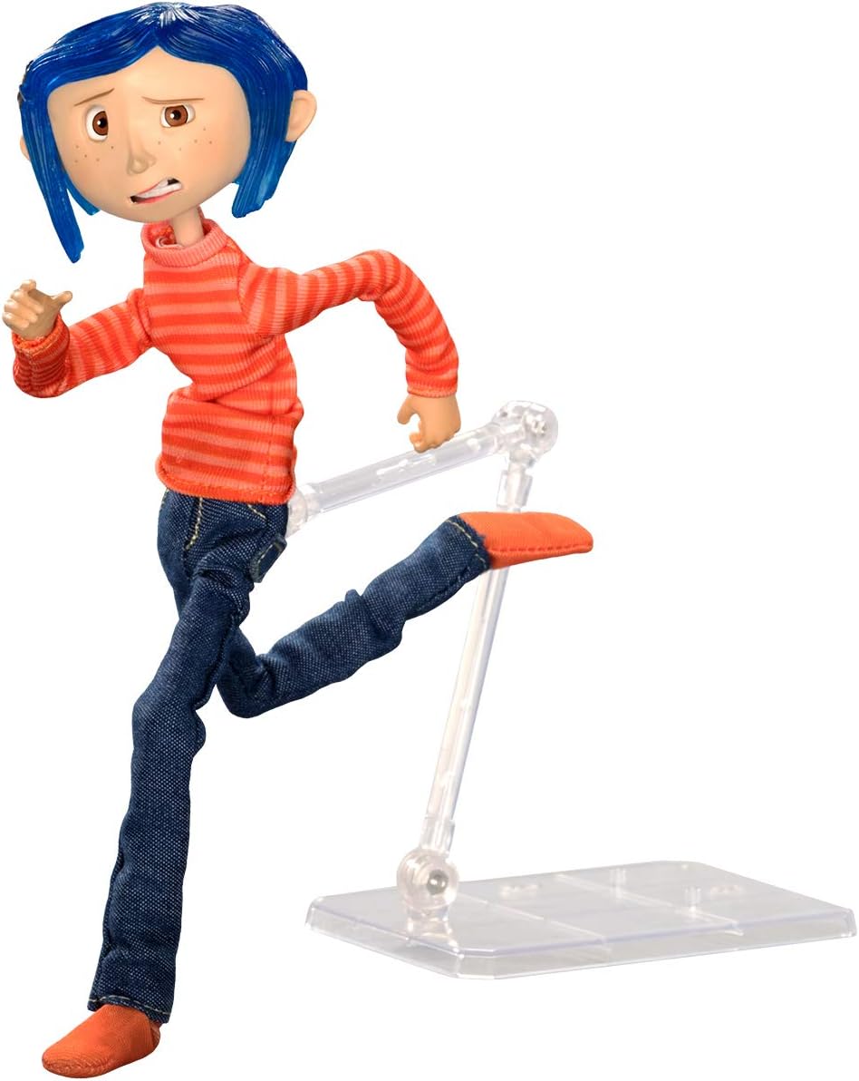 NECA Articulated Action Figure – Coraline in Striped Shirt | Collectible Doll for Movie Fans & Toy Collectors | Perfect for Display, Gifts, and Cosplay