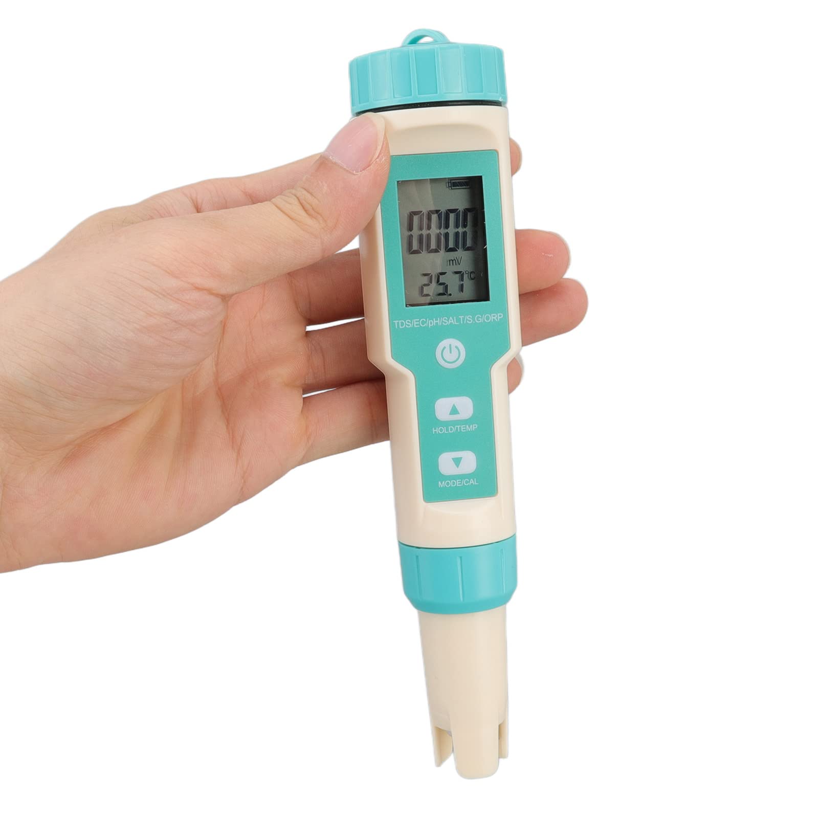 7-in-1 Water Quality Tester - Digital ORP, pH, Temperature, EC, Salinity & SG Meter with IP67 Waterproof for Drinking Water, Aquariums, Pools & Hydroponics