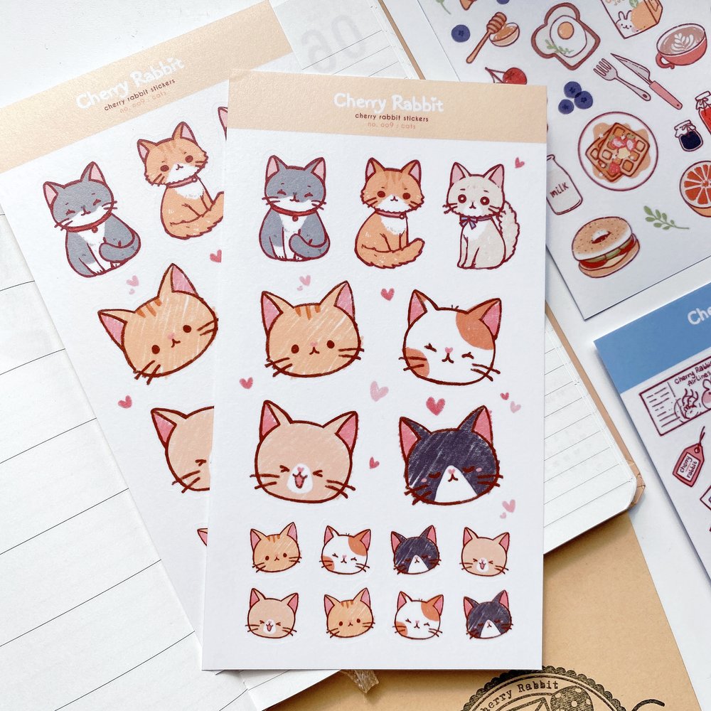Fun and Colorful Cats #2 Sticker Sheet - Perfect for Scrapbooking, DIY Crafts, and Laptop Decoration