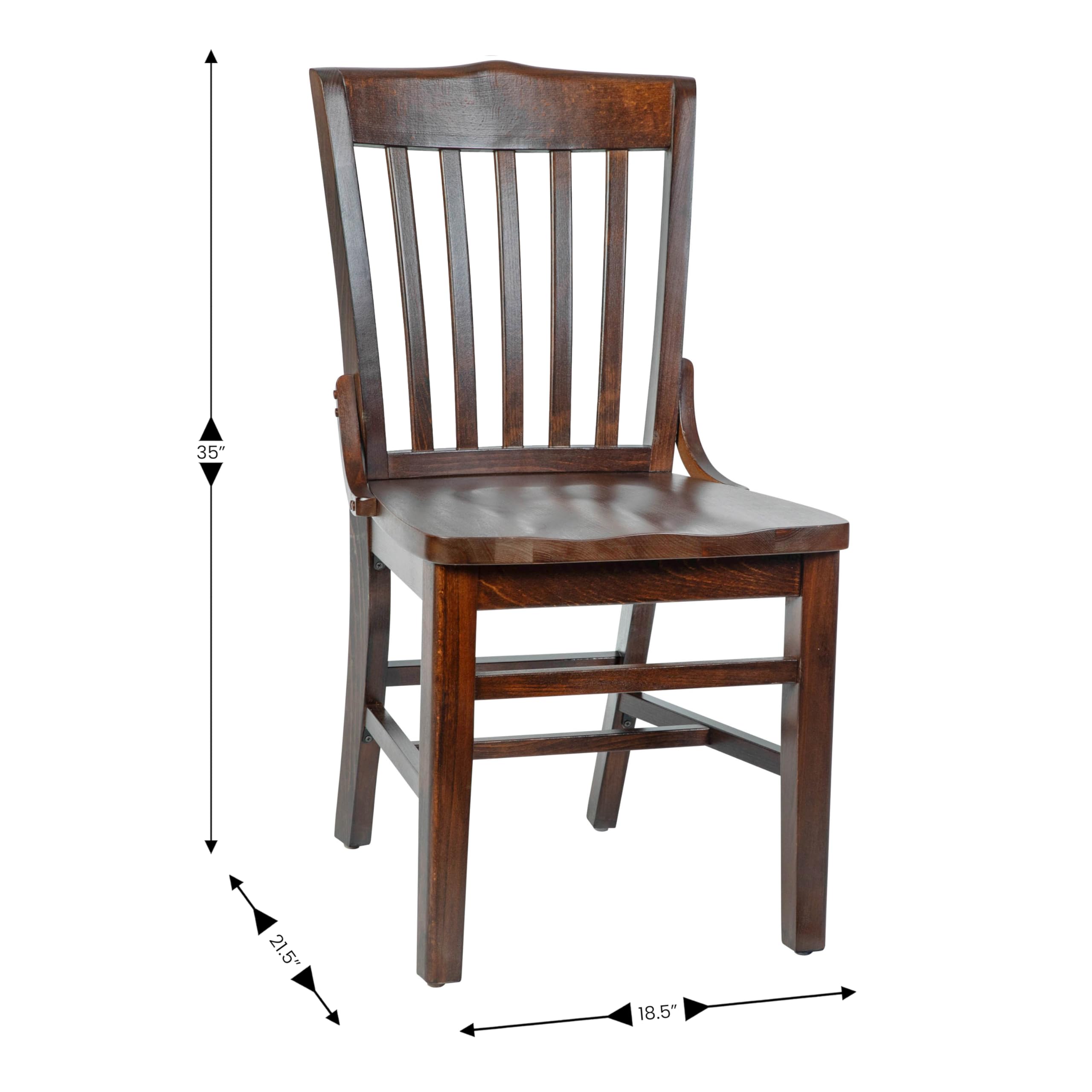 EMMA + OLIVER School House Back Walnut Wood Chair - Solid Wood Dining Chair for Kitchen, Dining Room, Office & Study - Comfortable & Durable Wooden Seat with Classic Design