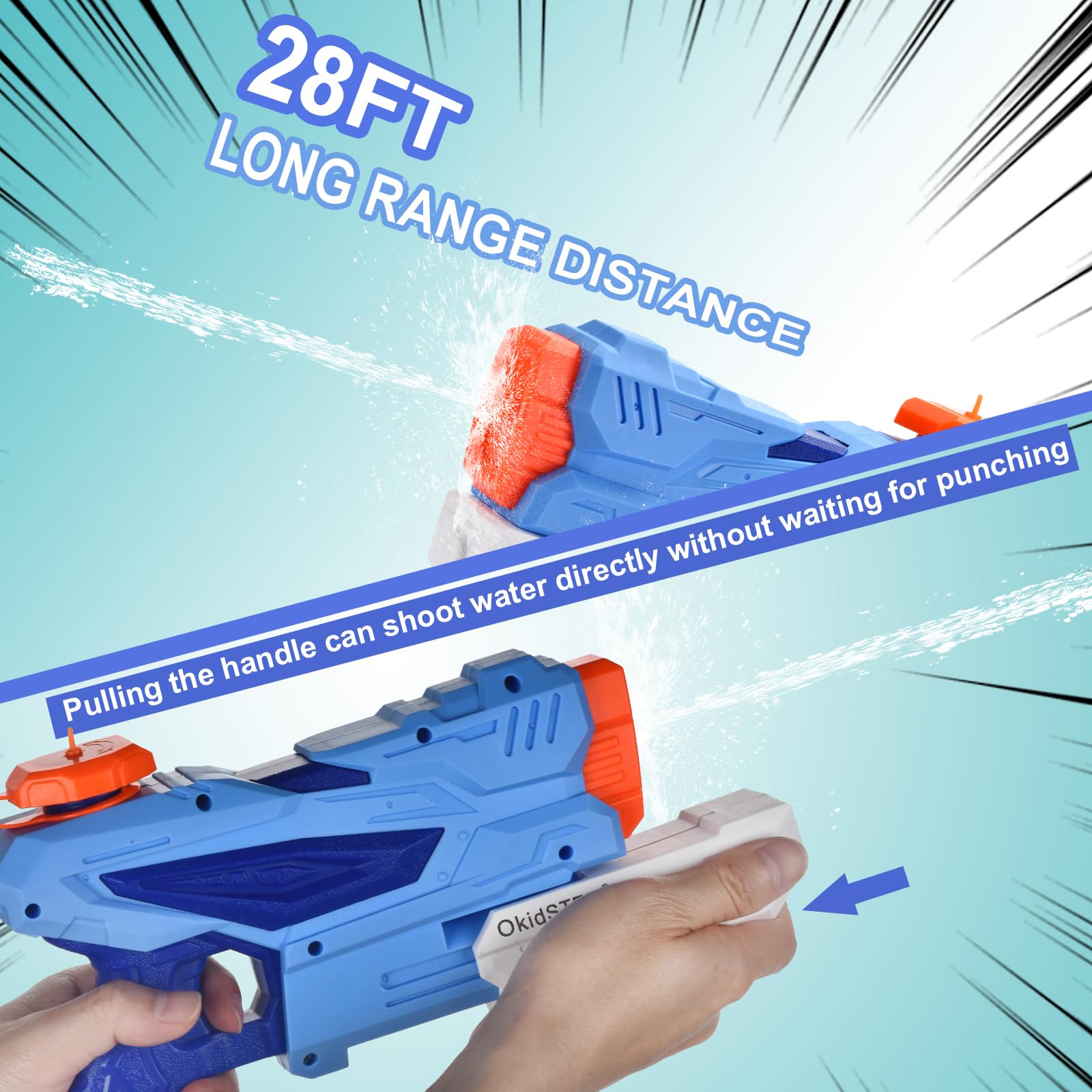 **Best Water Guns for Kids - 2 Pack 300CC Super Soaker Squirt Guns (Blue) - Outdoor Pool, Beach & Summer Water Toys for Boys & Girls - Perfect for Backyard Battles, Parties & Splash Fun**