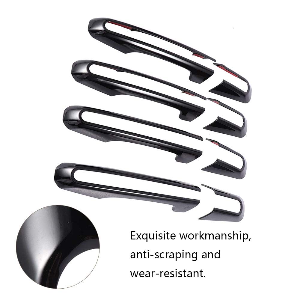 KIMISS ABS Car Door Handle Covers for 2013-2019 Models - Black Exterior Side Door Handle Protector Trim Frame | Perfect for Car Detailing, Scratch Protection & Vehicle Customization
