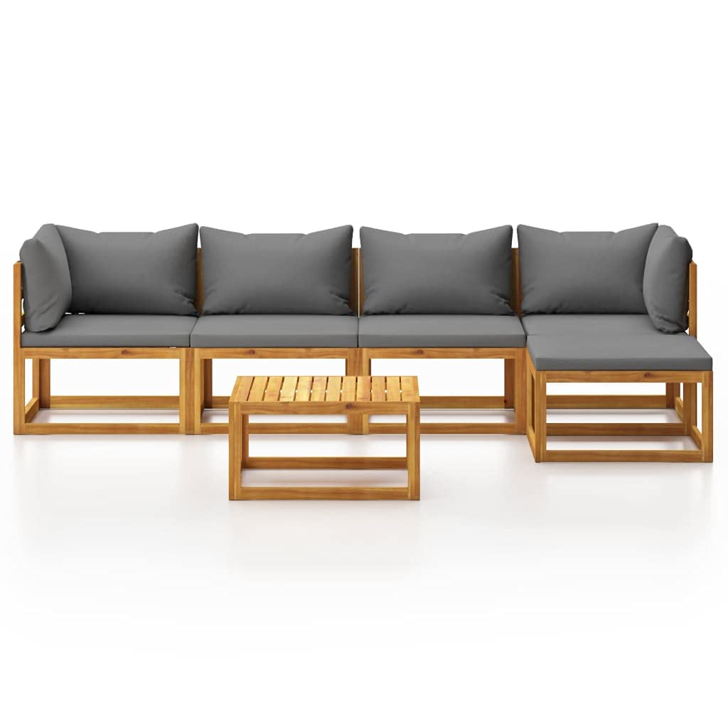 5-Piece Acacia Wood Garden Lounge Set with Cushions - Patio, Lawn & Backyard Furniture for Outdoor Relaxation - Perfect for Poolside, Deck or Garden Lounging
