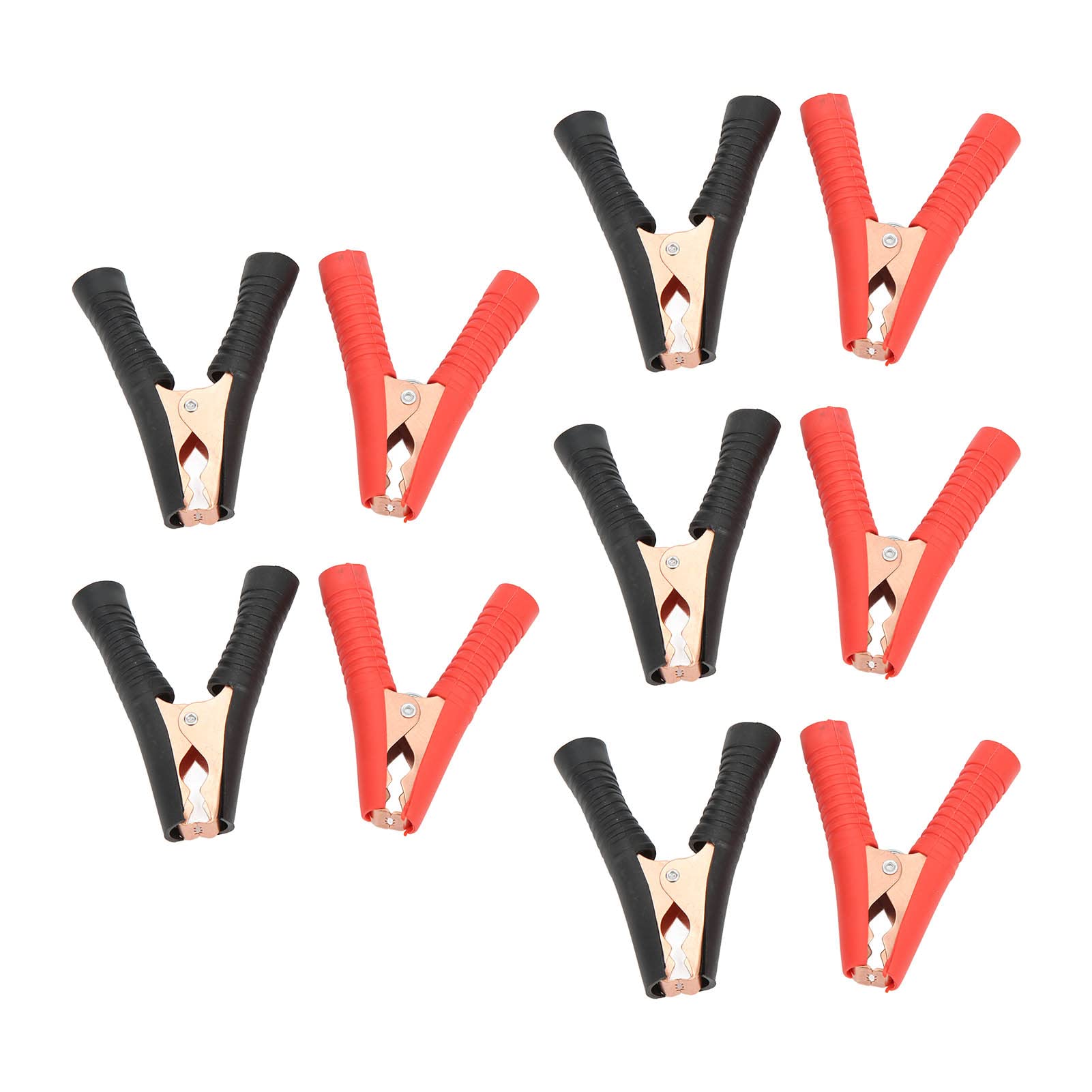 Jeanoko 10PCS Jumper Clamp for Car Battery - PVC Sheath, 20mm Mouth (Black/Red) - Perfect for Auto Repair & Maintenance