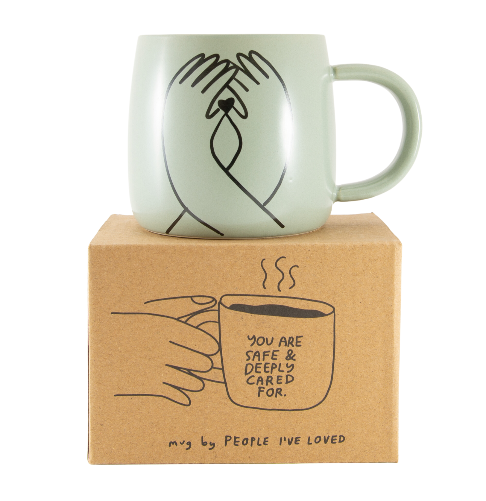 Safe and Cared For Mug - Premium Ceramic Coffee Cup with Handle, Dishwasher Safe - Perfect for Home, Office, or Gift Giving