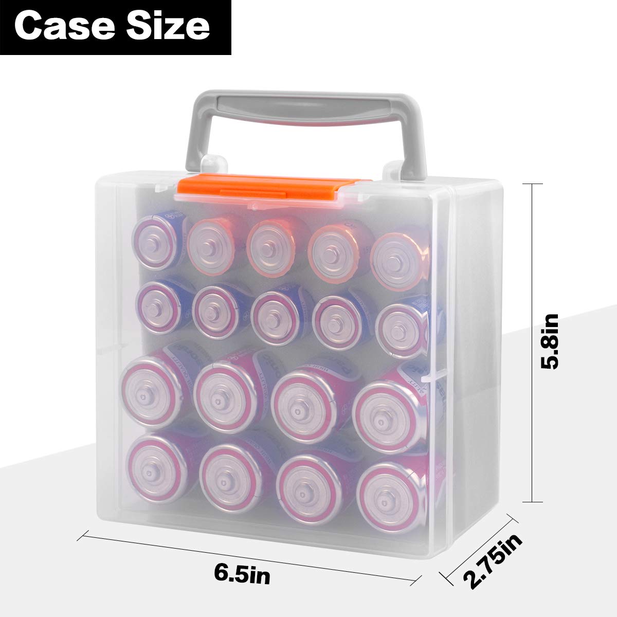 MINIMALL Battery Organizer Storage Box - Holds 8 D & 10 C Cell Batteries - Garage & Home Organization Case - Perfect for Emergency Kits, Camping Gear & Electronics Storage (Batteries Not Included)