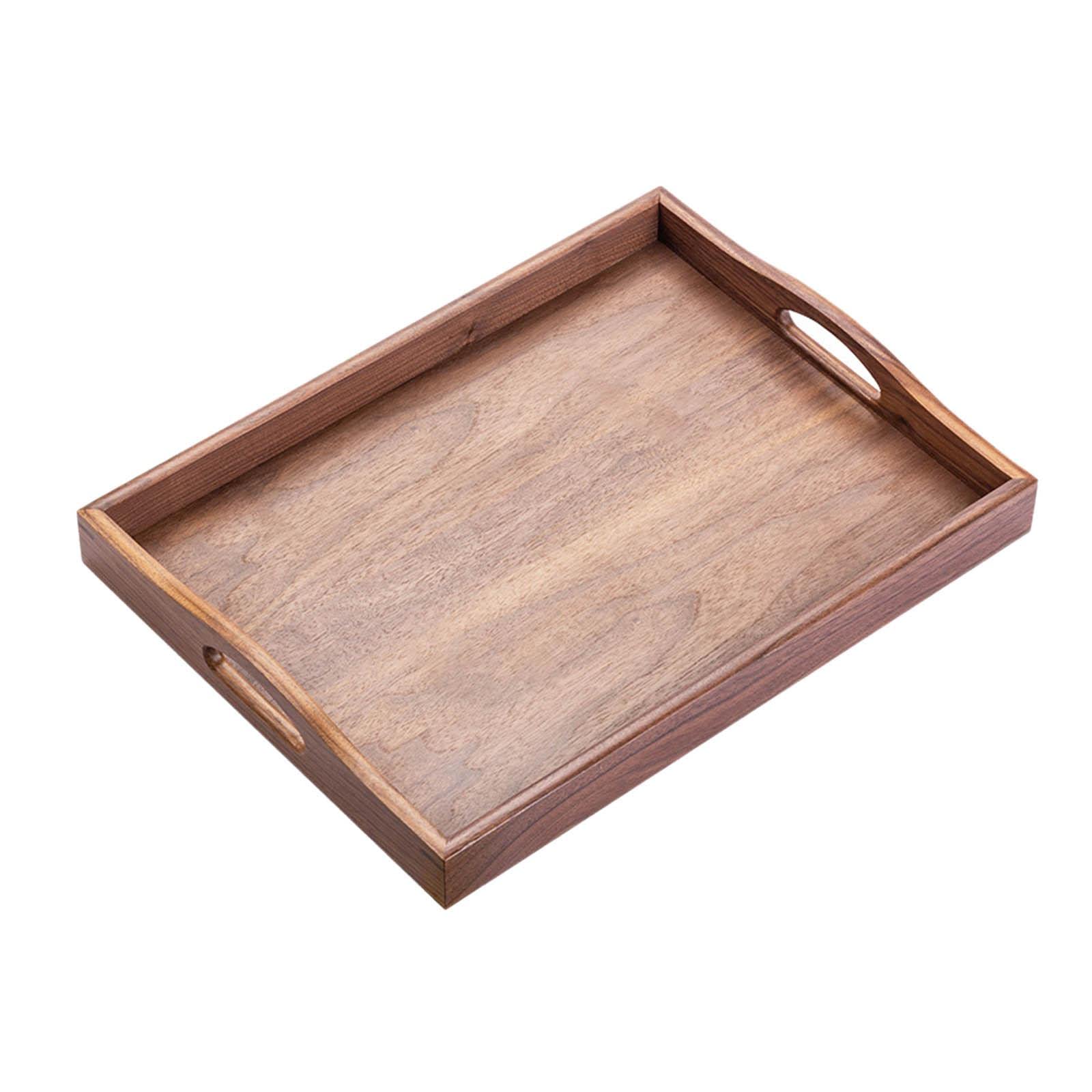 Baoblaze Wooden Serving Tray with Dual Handles - Elegant Tea & Food Serving Platter for Restaurants, Living Room, Breakfast, Sushi & Bread - Perfect for Hotel Room Service, Home Entertaining & Brunch Serving