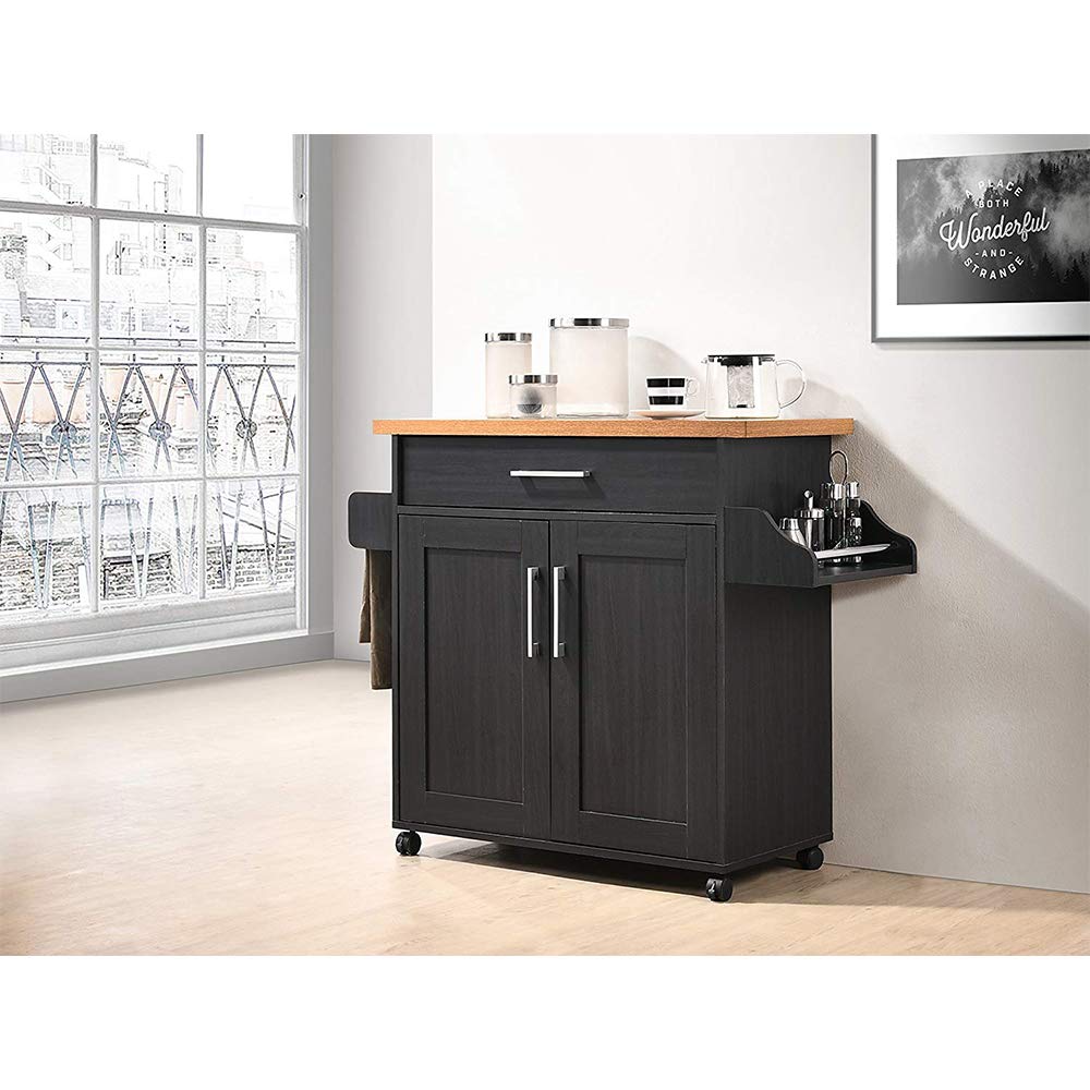 Stainless Steel Kitchen Island Cart with Wheels & Spice Rack - Multi-Storage Utility Cart for Home & Hotel Kitchens