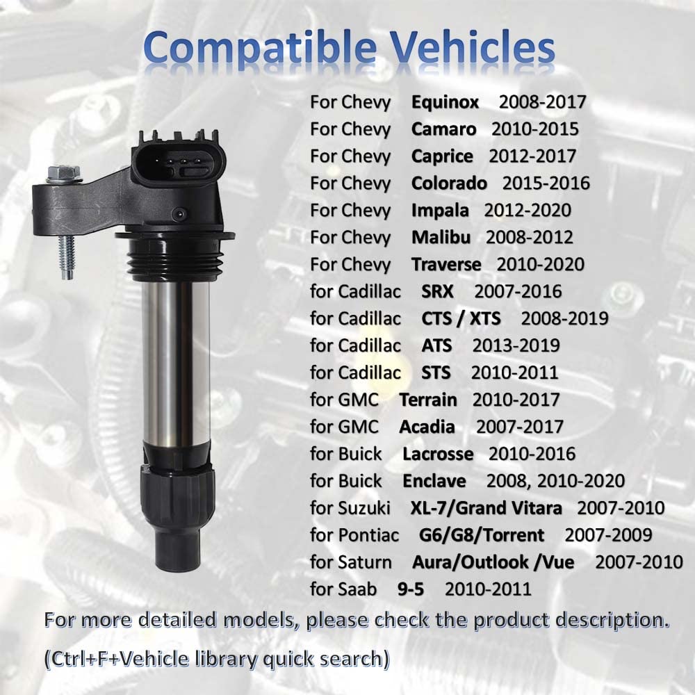 MANATEE UF569 Ignition Coil Pack 6 PCS - Compatible with GMC Acadia, Buick Enclave, Chevy Traverse, Impala, Camaro, Equinox, Cadillac SRX, CTS, Suzuki XL7, Saturn Vue 3.6L 3.0L - Replaces D515C, C1555, GN10494 - Perfect for Engine Performance & Smooth Driving