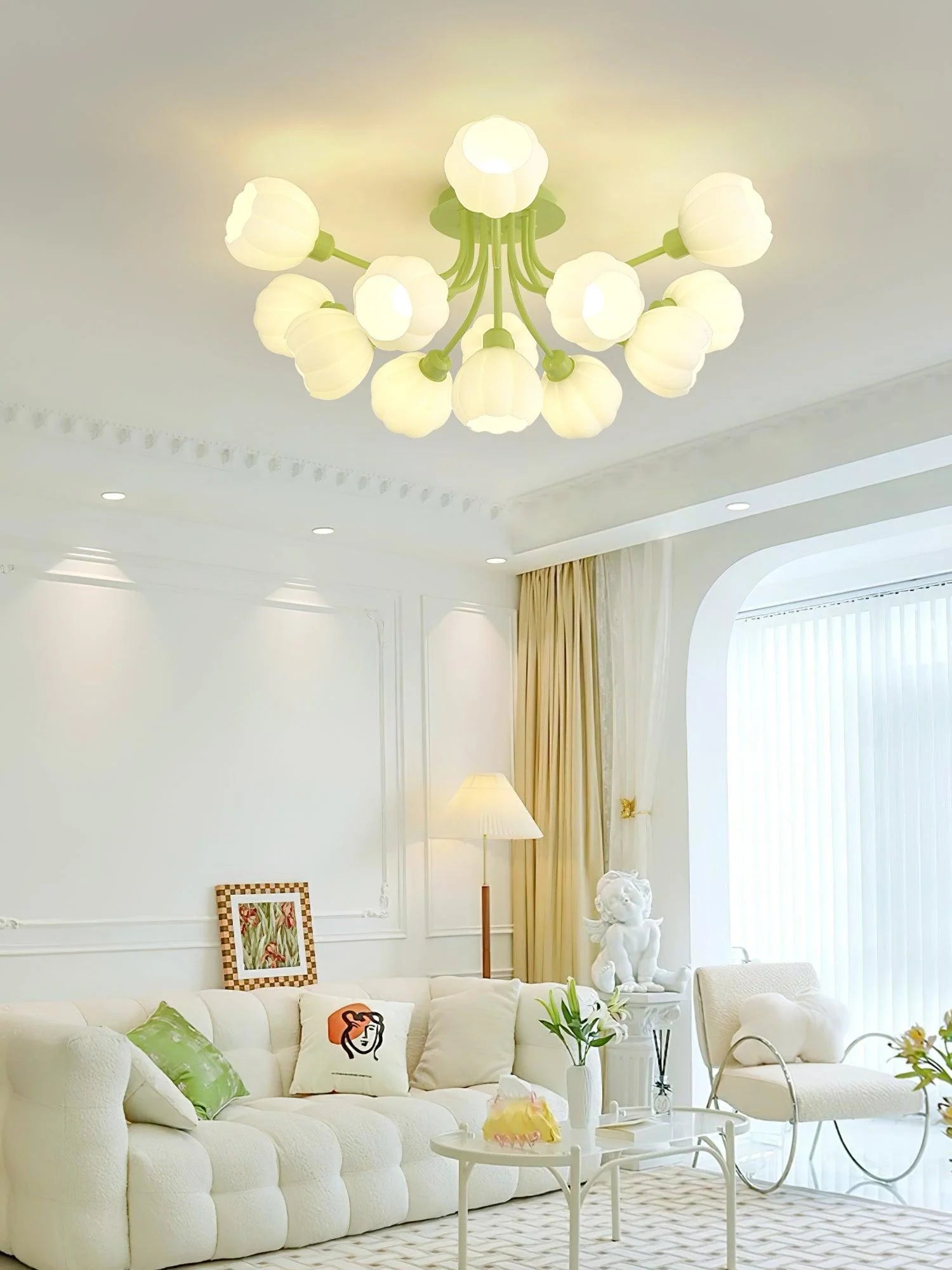 Pumpkin Matcha Ceiling Light - Modern LED Hanging Fixture for Bedroom, Living Room & Kitchen | Dimmable Soft Lighting for Cozy Home Decor