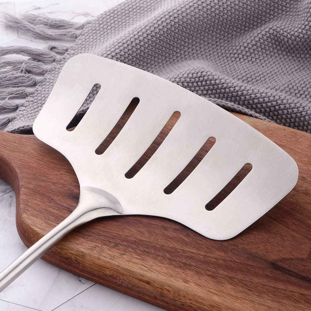 Premium Stainless Steel Fish Spatula & Serving Fork Set - 2-Piece BBQ Cooking Utensils with Long Heat-Resistant Handles - Perfect for Grilling, Flipping Fish, Serving Meats & Outdoor Cooking