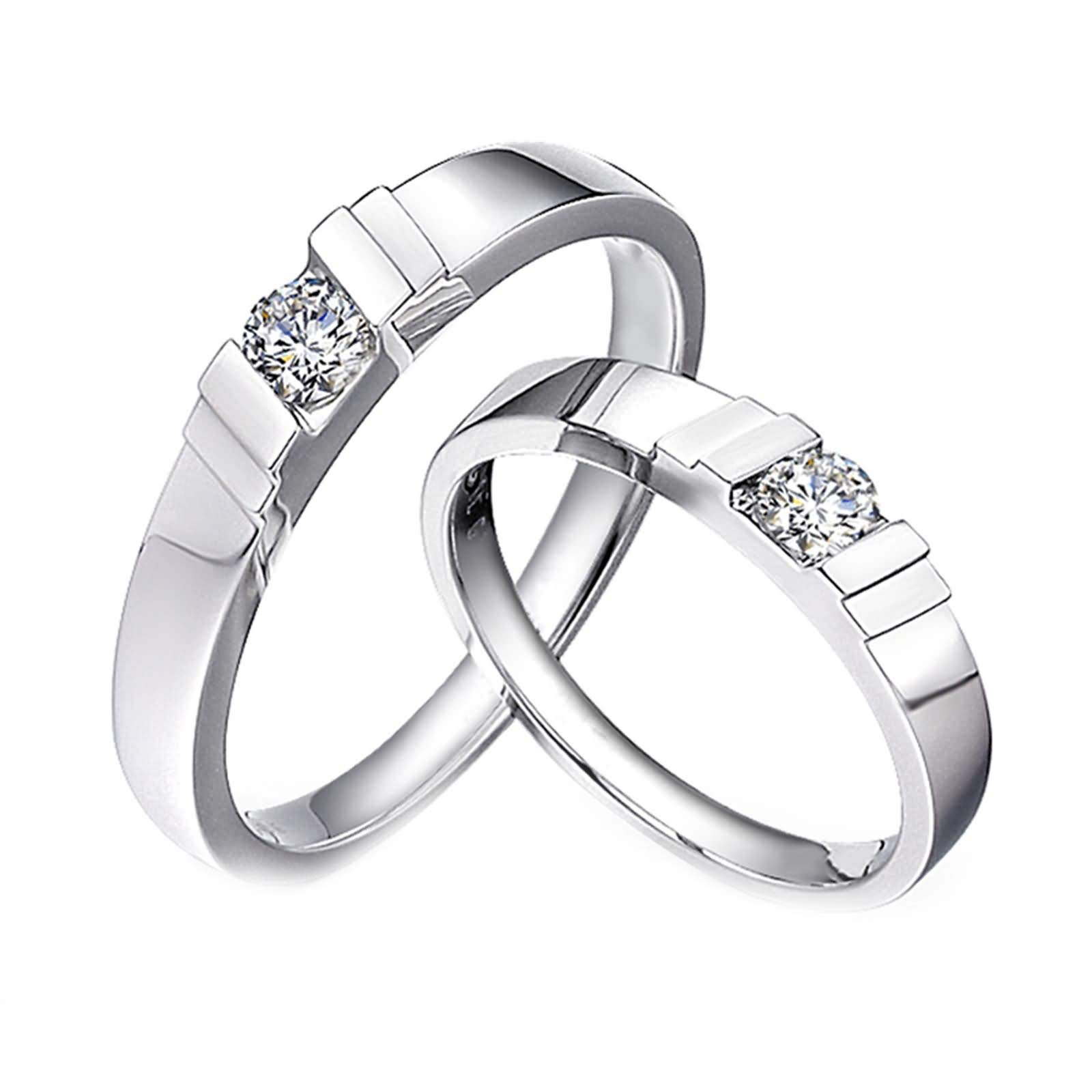 Daesar Platinum Couple Rings for Men & Women - 0.25ct Diamond Engagement & Anniversary Bands in White Gold - Perfect for Weddings, Proposals & Romantic Gifts