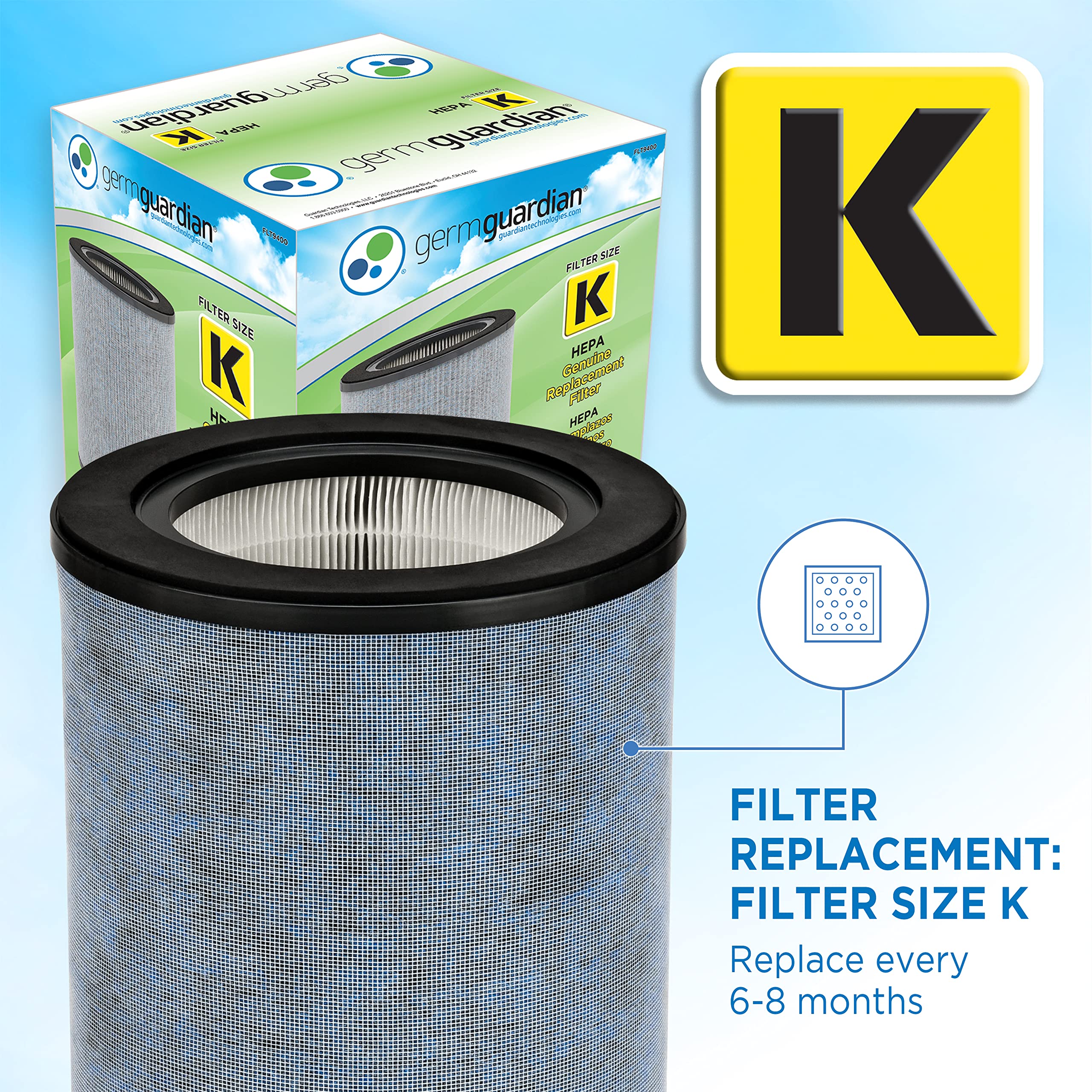 GermGuardian AC9600W HEPA Air Purifier for Large Rooms | UV-C Sanitizer & Odor Eliminator | Smart Air Quality Sensor | Ideal for Home, Office & Allergy Relief