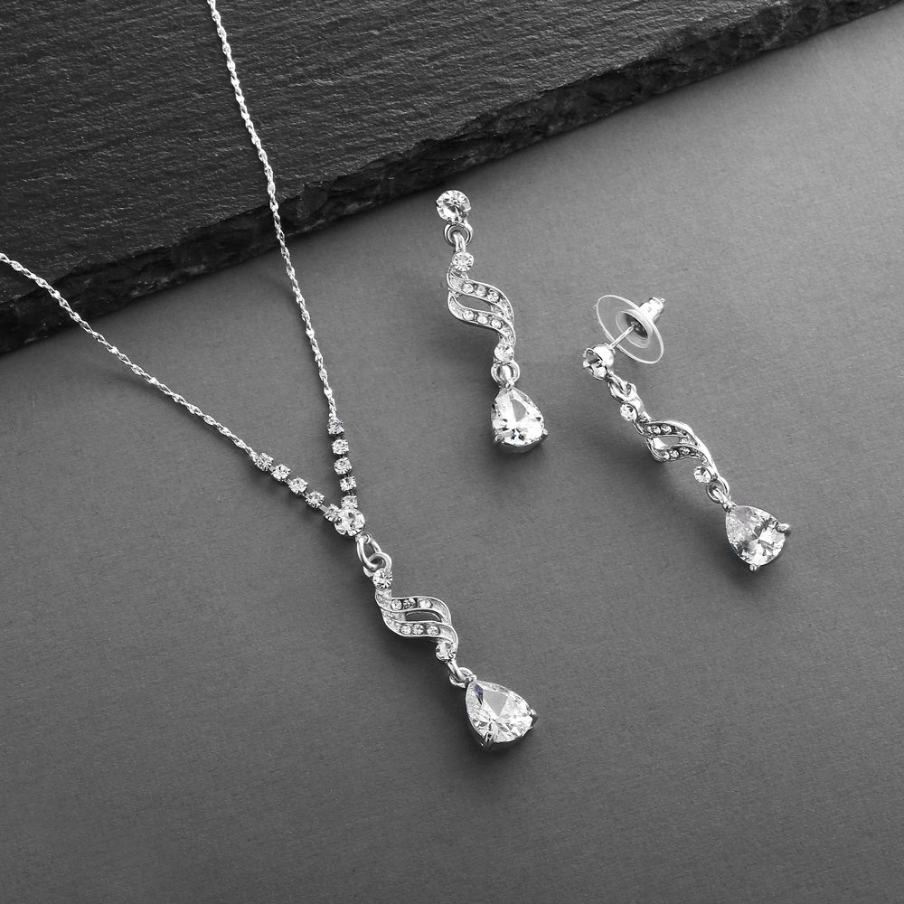 Mariell Cubic Zirconia Bridal Jewelry Set - Elegant Necklace & Earrings for Wedding, Bridesmaid Gifts, Prom & Special Occasions | Perfect for Bridal Shower, Anniversary & Formal Events