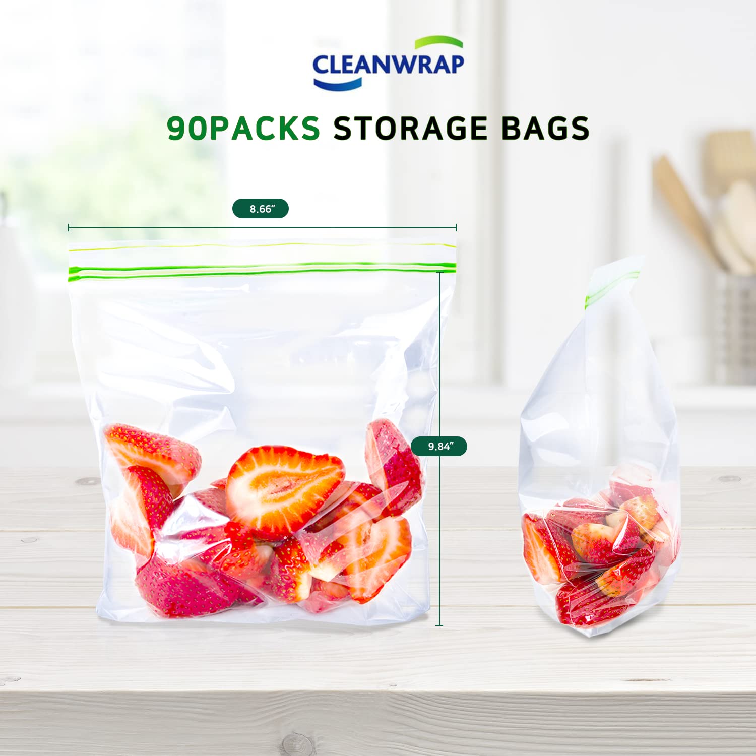 90 Medium LDPE BPA-Free Clean Zipper Bags for Food Storage & Freezer Use | Reusable, Durable & Safe for Snacks, Meals & Leftovers