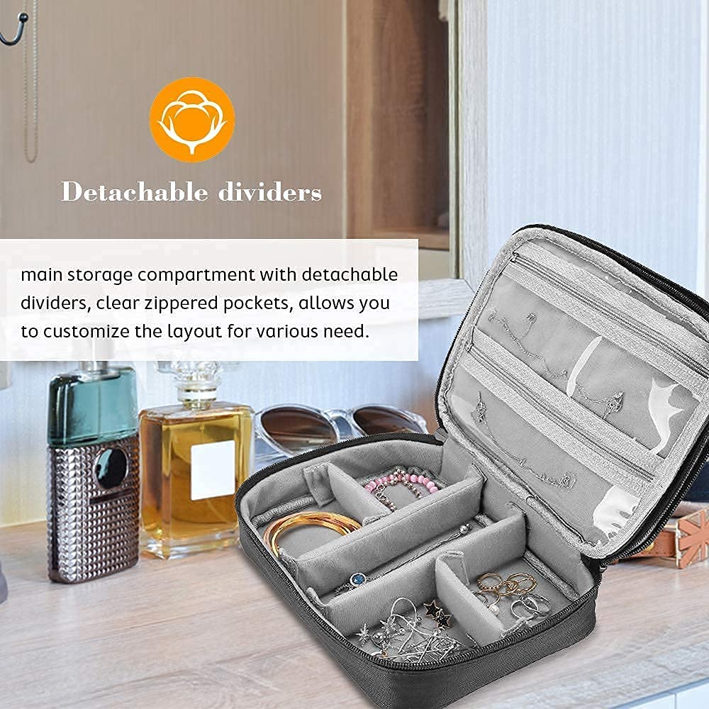 ProCase Travel Jewelry Organizer Bag for Women - Portable Jewelry Storage Case with Multiple Compartments, Perfect for Necklaces, Rings & Earrings - Ideal for Travel, Vacation & Daily Use
