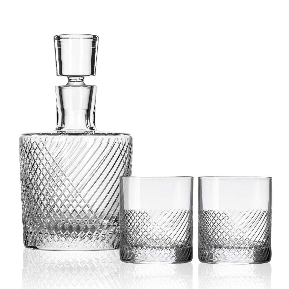 Premium Bourbon Street 3-Piece Whiskey Gift Set - Handcrafted Glass Decanter & 2 Rocks Glasses for Bourbon, Scotch & Whiskey Lovers | Perfect for Home Bars, Gifts & Entertaining