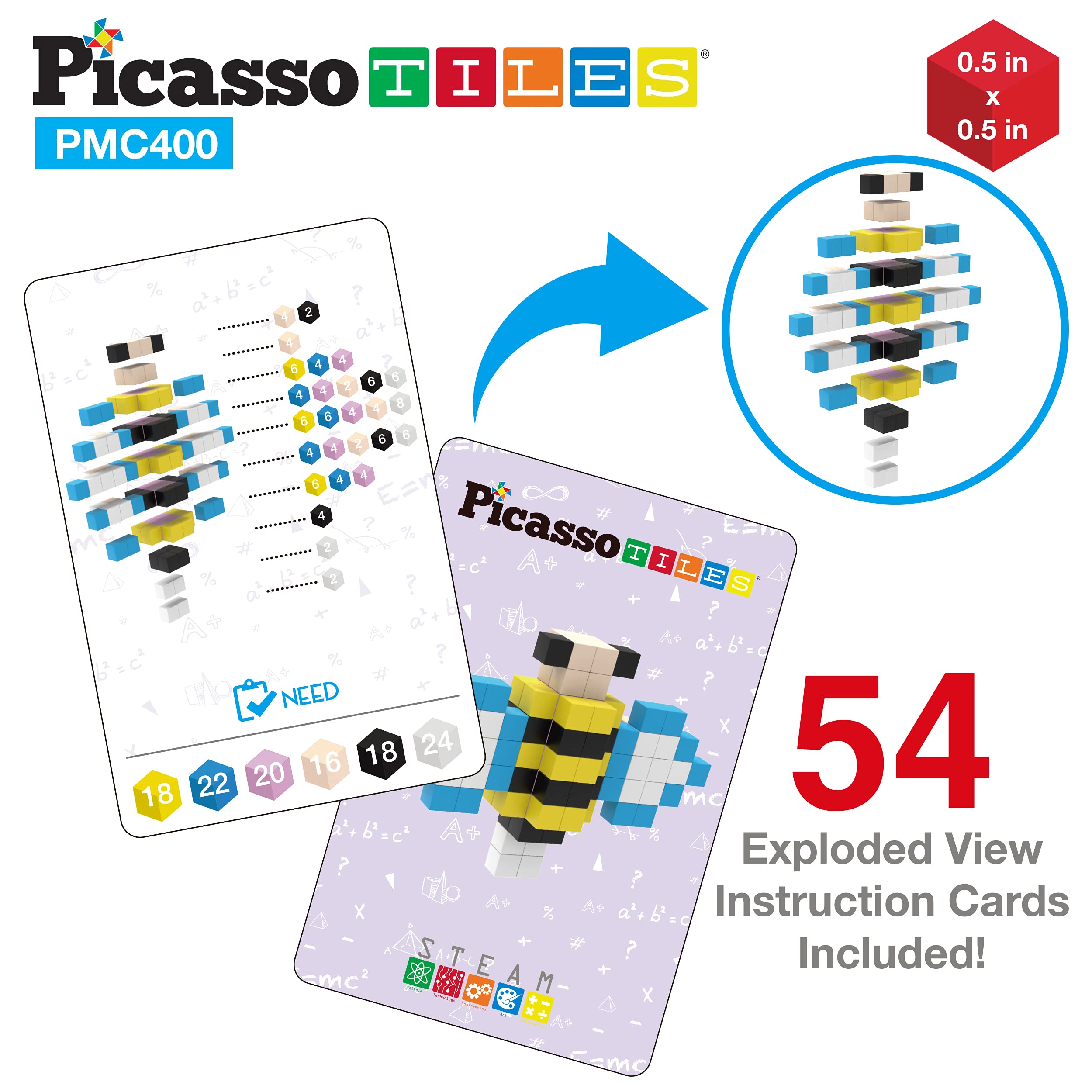 PicassoTiles 400pcs Magnetic Puzzle Cube Set - World Famous Art Paintings with Free Frame & Ideabook - STEM Educational Toy for Kids & Adults - Creative Brain Teaser for Home Decor, Classroom & Gift Giving