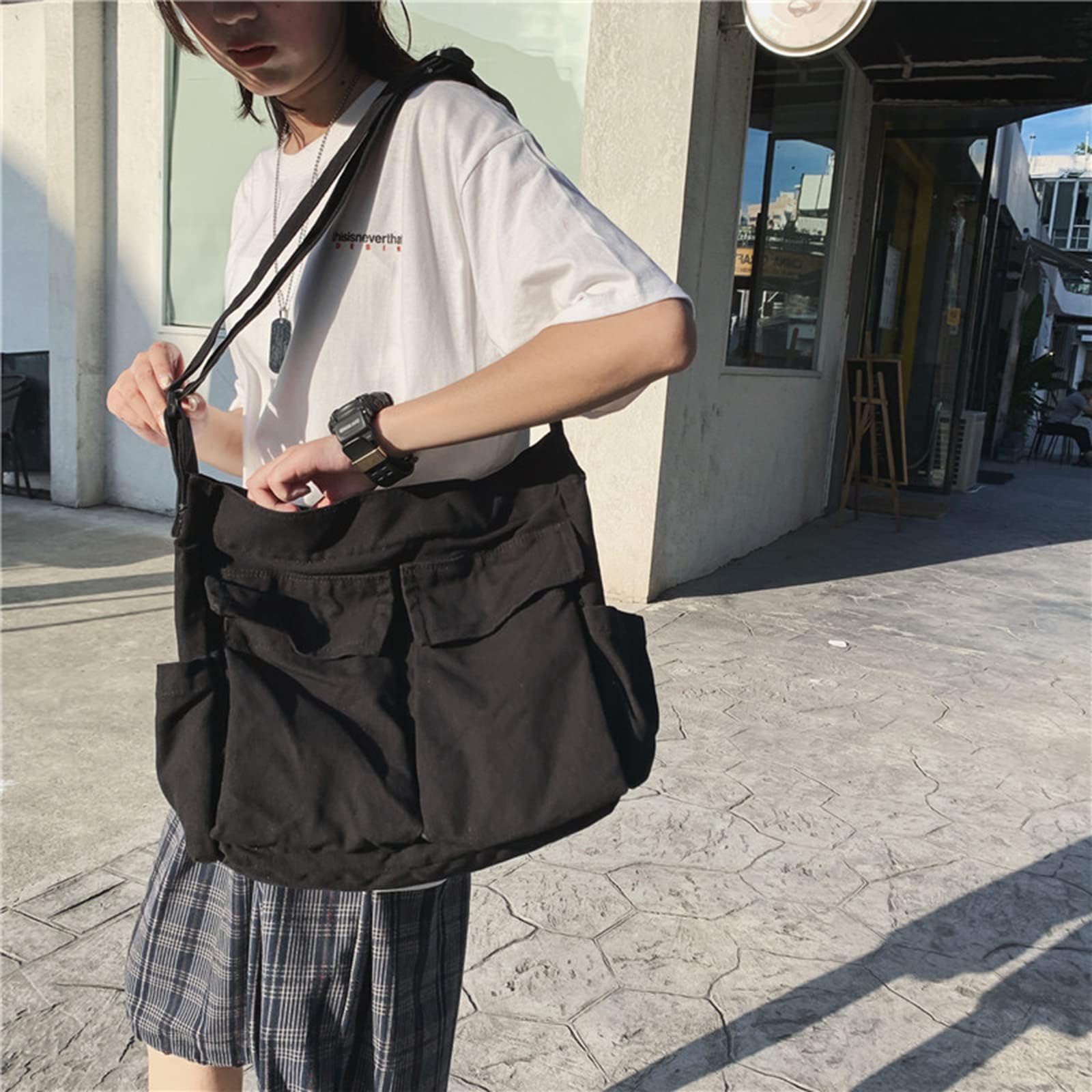 Stylish Canvas Messenger Bag for Women & Men - Large Hobo Tote with Multiple Pockets, Crossbody & Shoulder Bag | Perfect for Work, Travel & Daily Commute