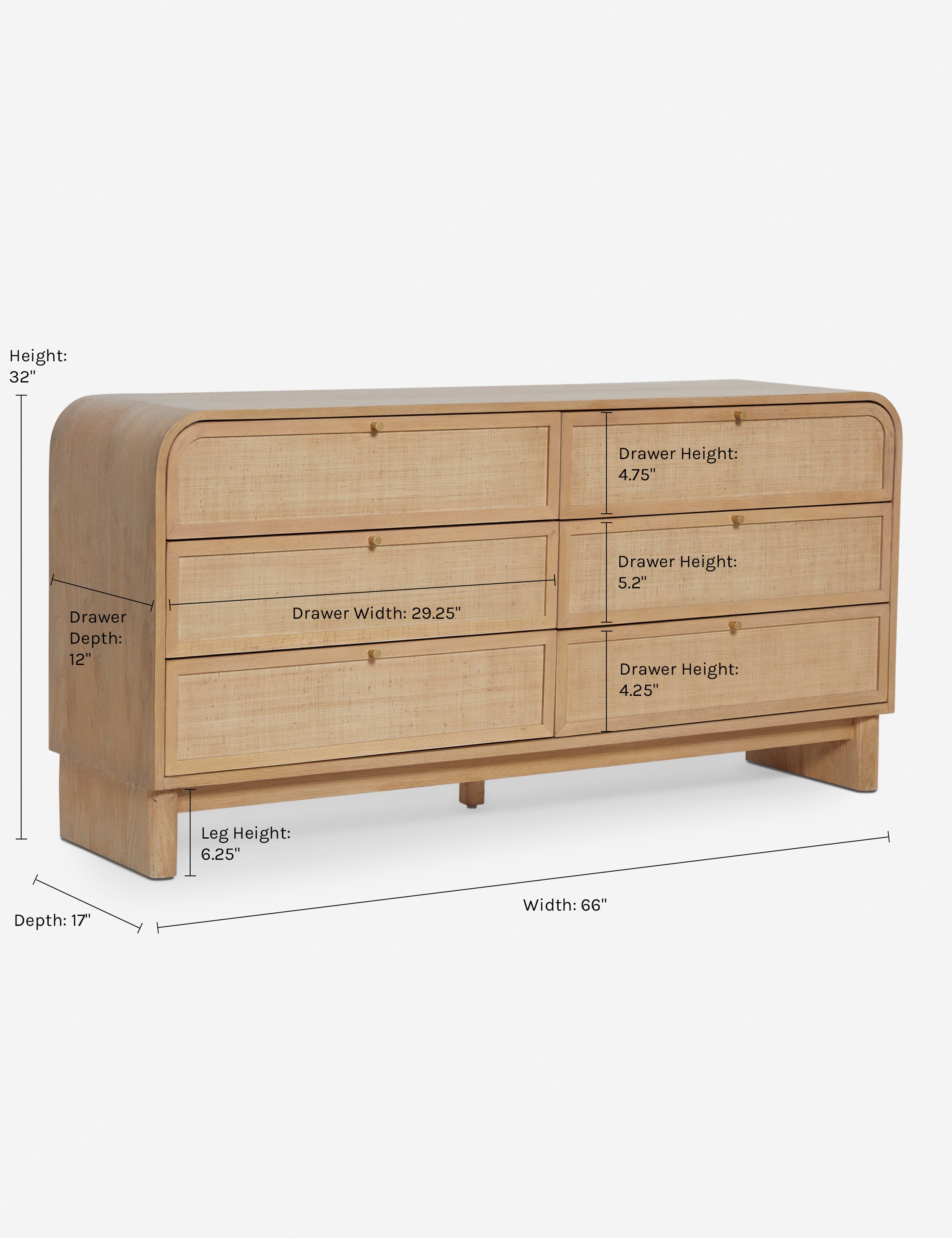 Suzette Wide Dresser - Modern 6-Drawer Wooden Chest for Bedroom Storage & Organization | Perfect for Clothes, Linens & Home Decor