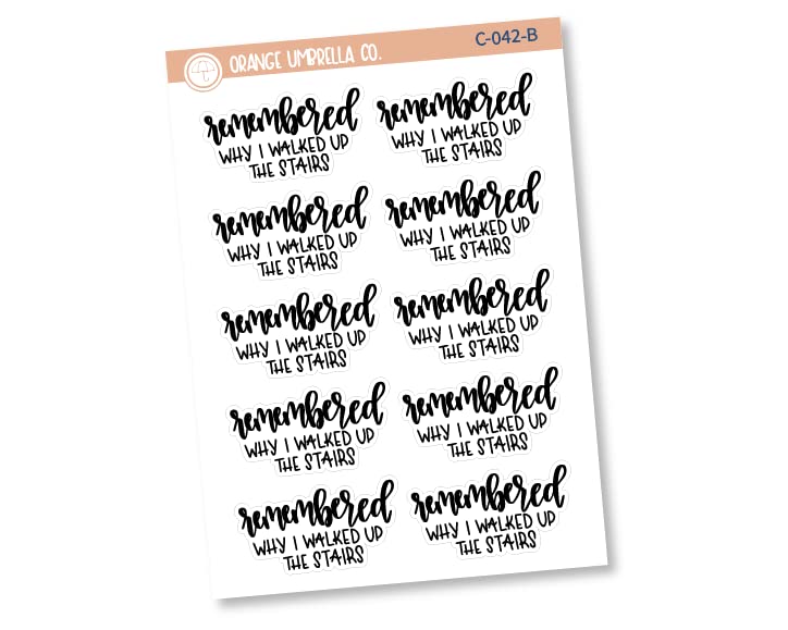 Funny Adulting Planner Stickers - Motivational Quote Stickers for Journals, Planners, and Scrapbooks - Perfect for Organizing, Goal Setting, and Daily Inspiration - Remembered Why I Walked Up The Stairs Design (F7 C-042-B)