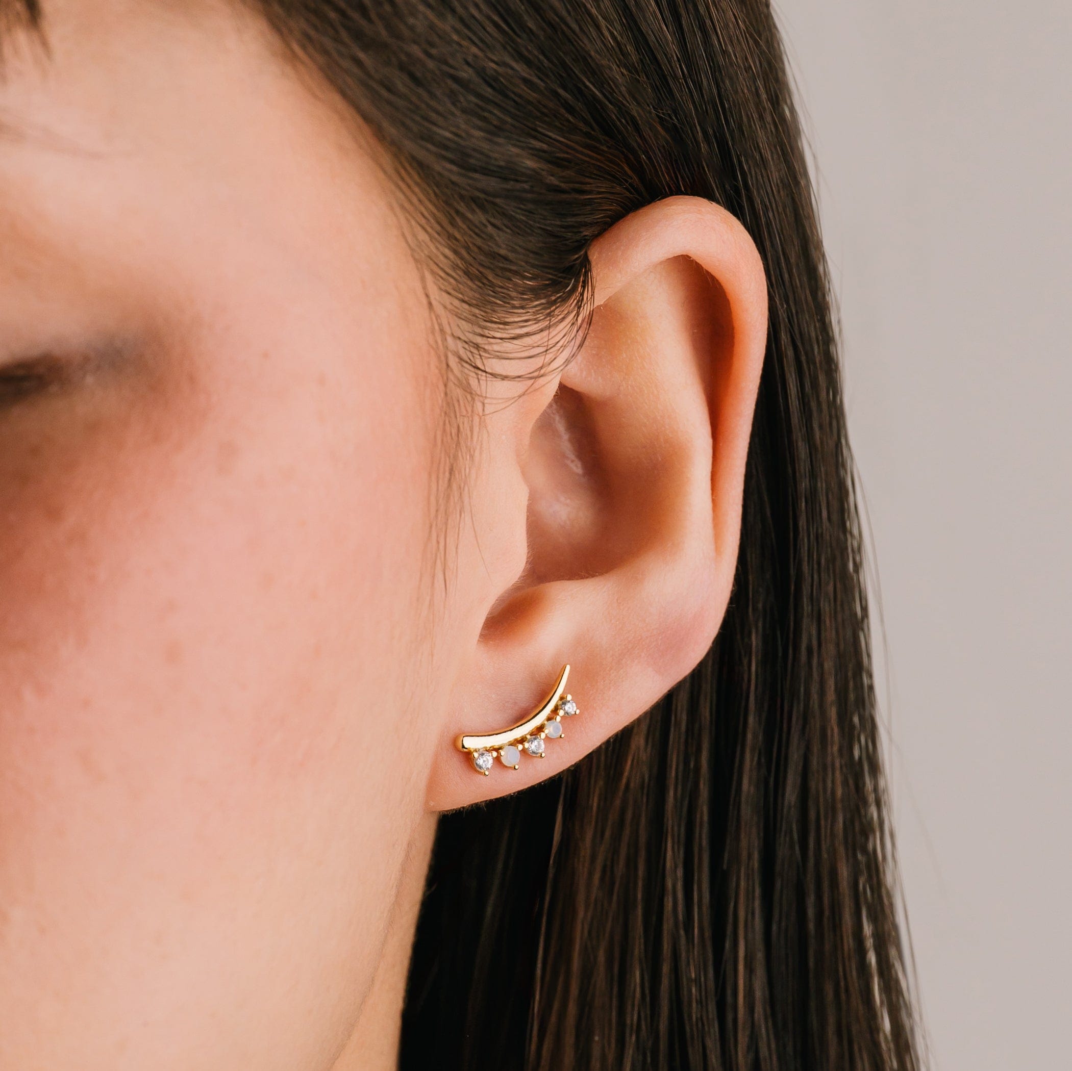 Dewdrop Climber Earrings for Women - Elegant Silver Hoop Earrings with Crystal Accents | Perfect for Parties, Weddings & Everyday Wear