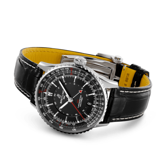 Breitling Navitimer Automatic 41 GMT Stainless Steel Men's Watch - Luxury Pilot Chronograph with Dual Time Zone - Perfect for Business Travel & Aviation Enthusiasts