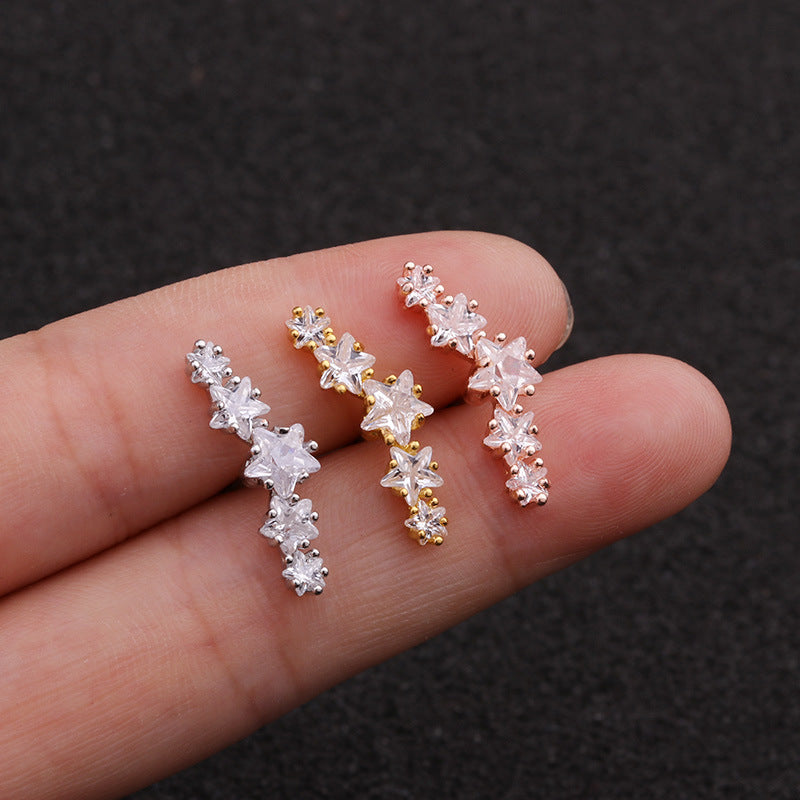 20G Rose Gold Star Conch Helix Stud Earrings for Cartilage Piercing - Hypoallergenic Body Jewelry for Women | Perfect for Everyday Wear, Parties & Special Occasions