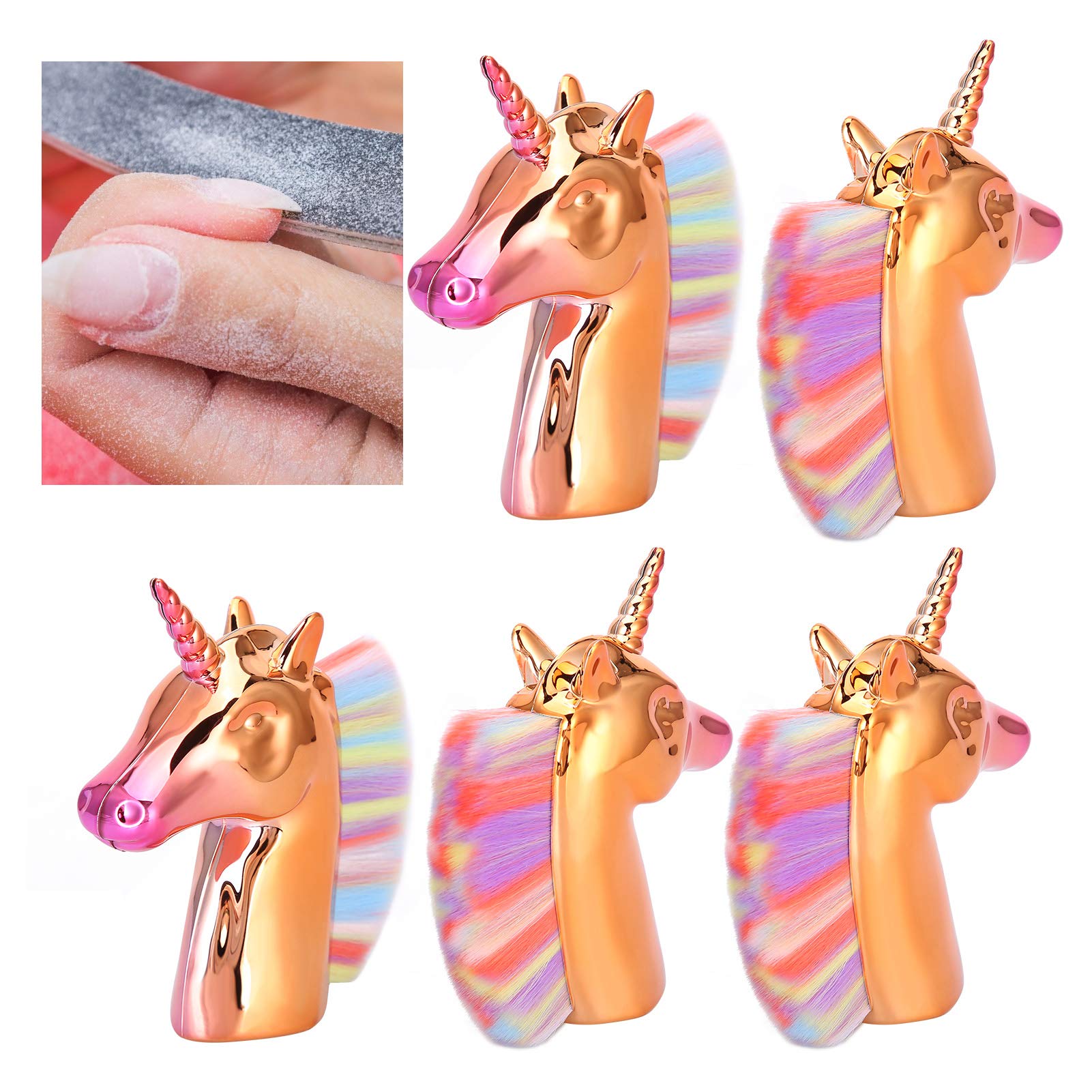 5-Piece Soft Dust Removal Brushes for Nail Art | Ergonomic Manicure Tools | Multi-Functional Nail Dust Cleaner for DIY & Professional Use | Perfect for Salon, Home Manicure & Nail Art Enthusiasts (Choose Your Color)