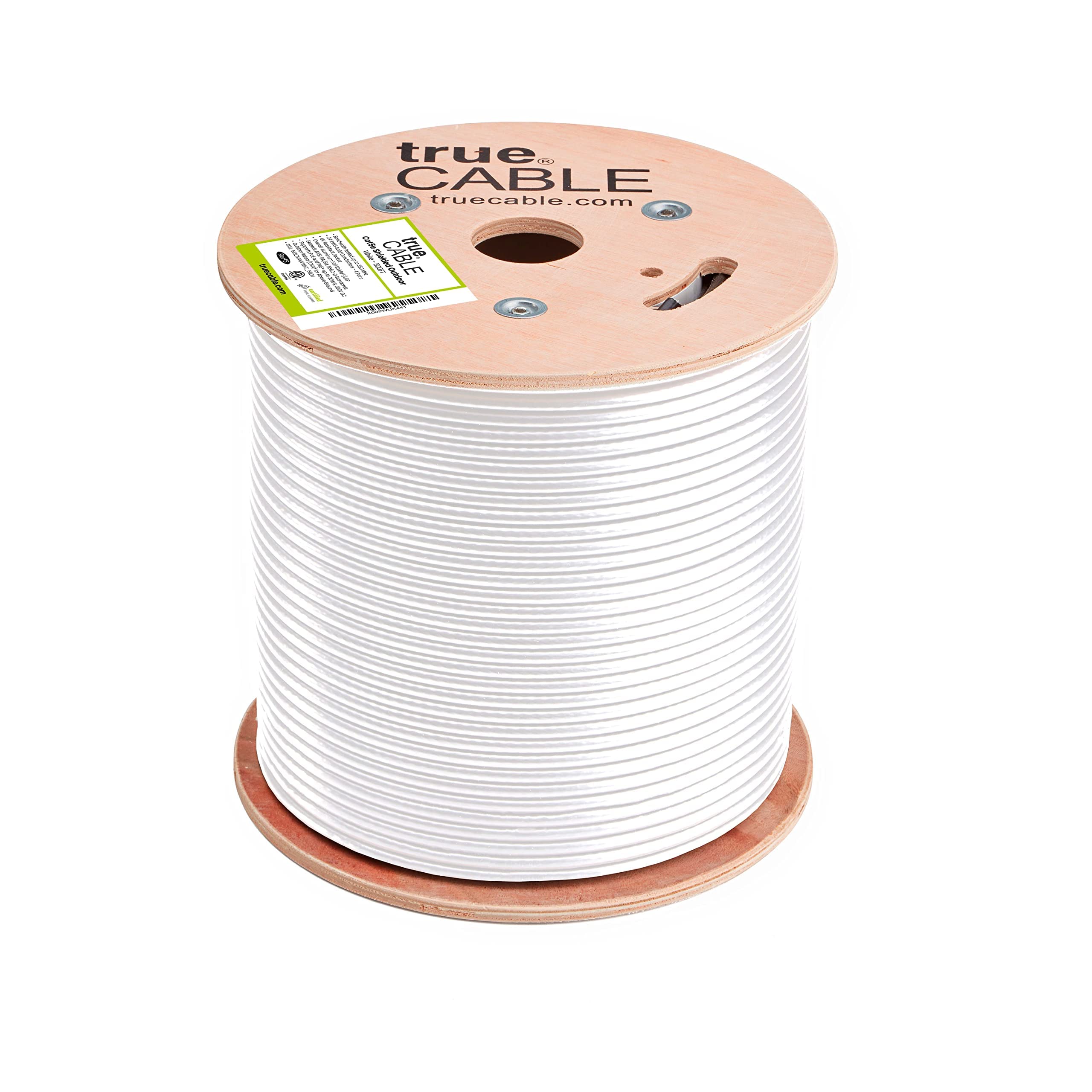 trueCABLE Cat5e Outdoor Shielded Ethernet Cable - 500ft, UV Resistant, CMX Rated, 24AWG Solid Bare Copper, 350MHz, PoE++ (4PPoE) - Perfect for Outdoor Networking, Security Cameras, and Long-Distance Internet Connections