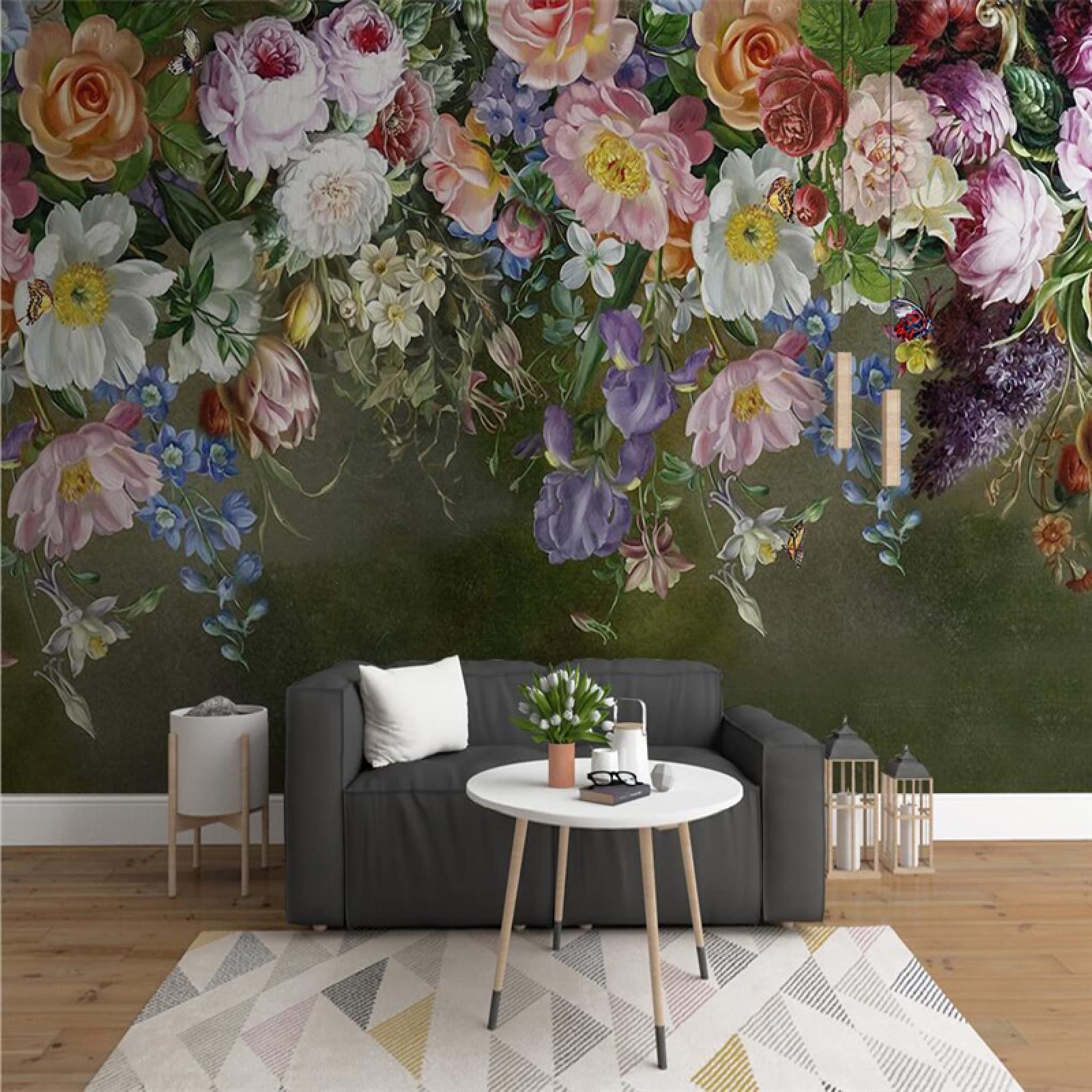 Custom Photo Peel and Stick Wallpaper 137x100 Inches - Vintage Floral 3D Wall Decals for Living Room, Bedroom Decor | Removable Self-Adhesive Mural for Home, Office, Dorm & Nursery Wall Stickers