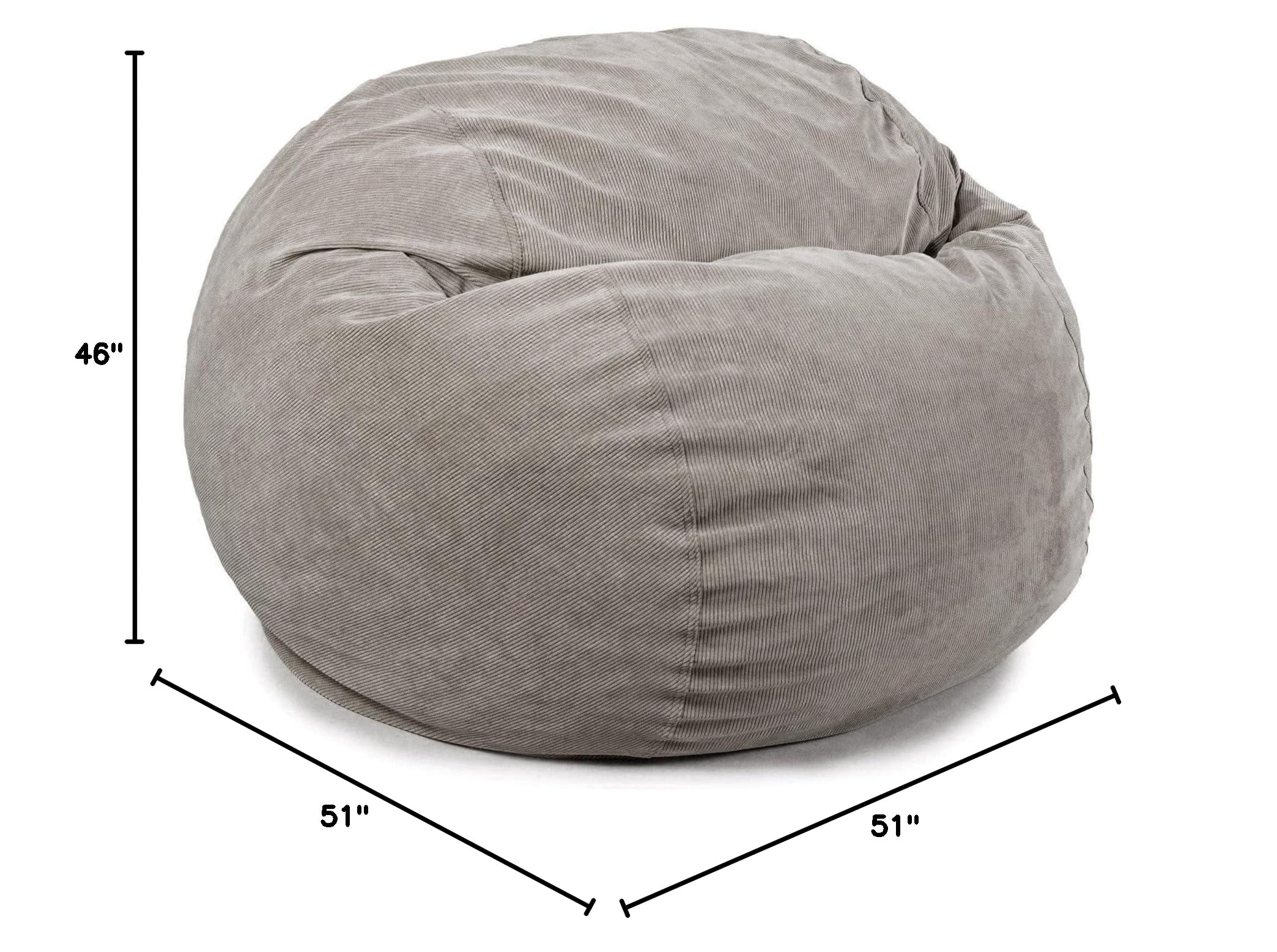 CordaRoy's Convertible Corduroy Bean Bag Chair - King Size Grey | Foldable from Bean Bag to Lounger | As Seen on Shark Tank | Perfect for Living Room, Bedroom & Game Room