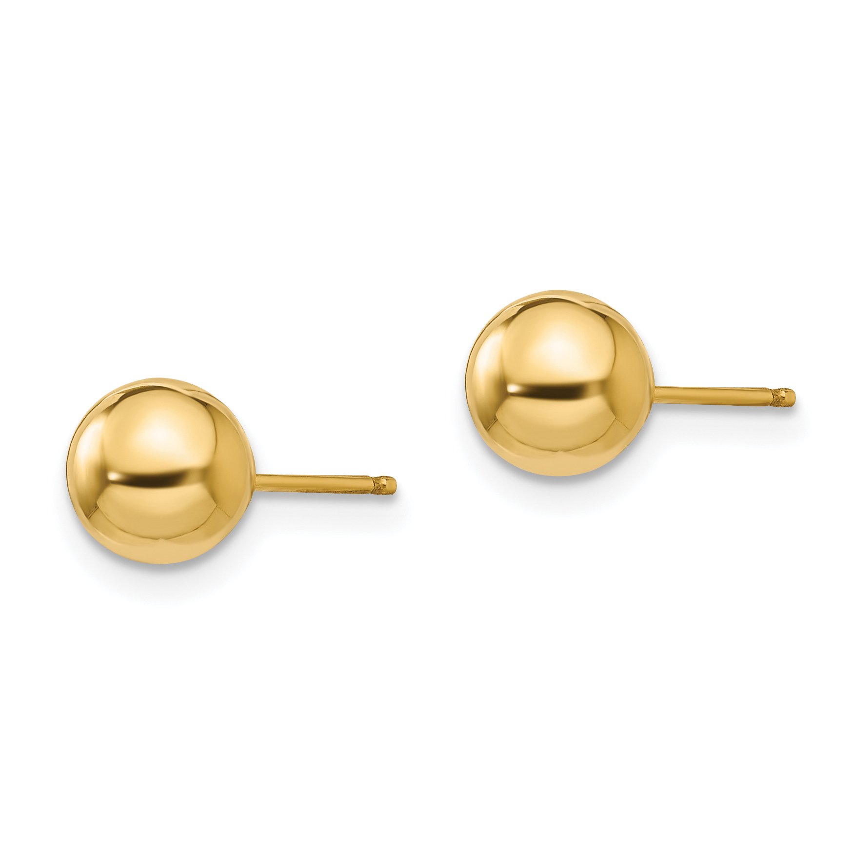 14K Solid Yellow Gold 6mm Ball Stud Earrings for Women - Classic Round Stud Earrings for Everyday Wear, Gift Giving & Special Occasions