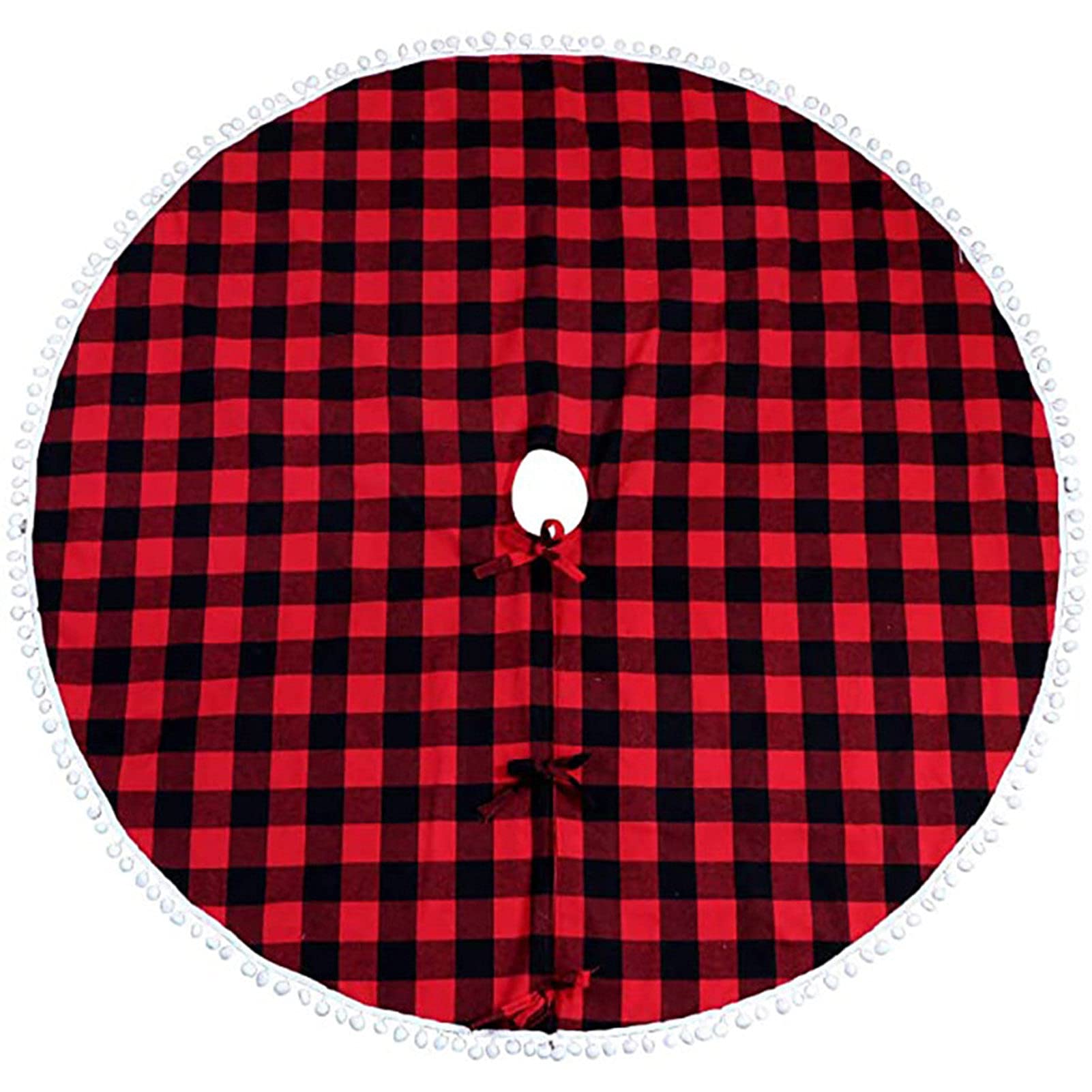 2021 Christmas Tree Skirt - Plaid Pattern Lightweight Xmas Decorative Carpet for Holiday Home Decor | Perfect for Living Room, Bedroom & Fireplace Mantel Decorations