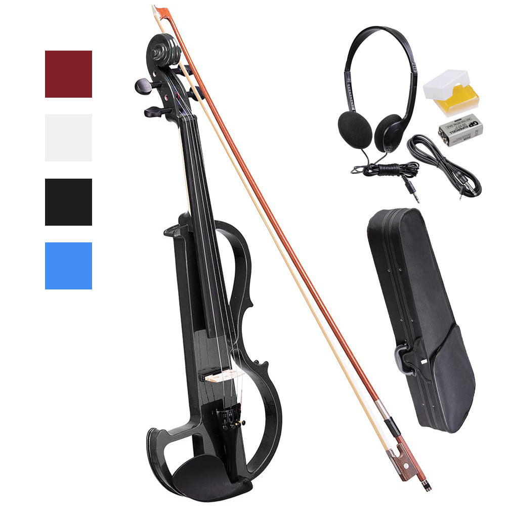 Professional Full Size Electric Violin Kit with Bow, Headphones, Case & Rosin - Perfect for Beginners, Practice, Performances & Silent Playing at Home