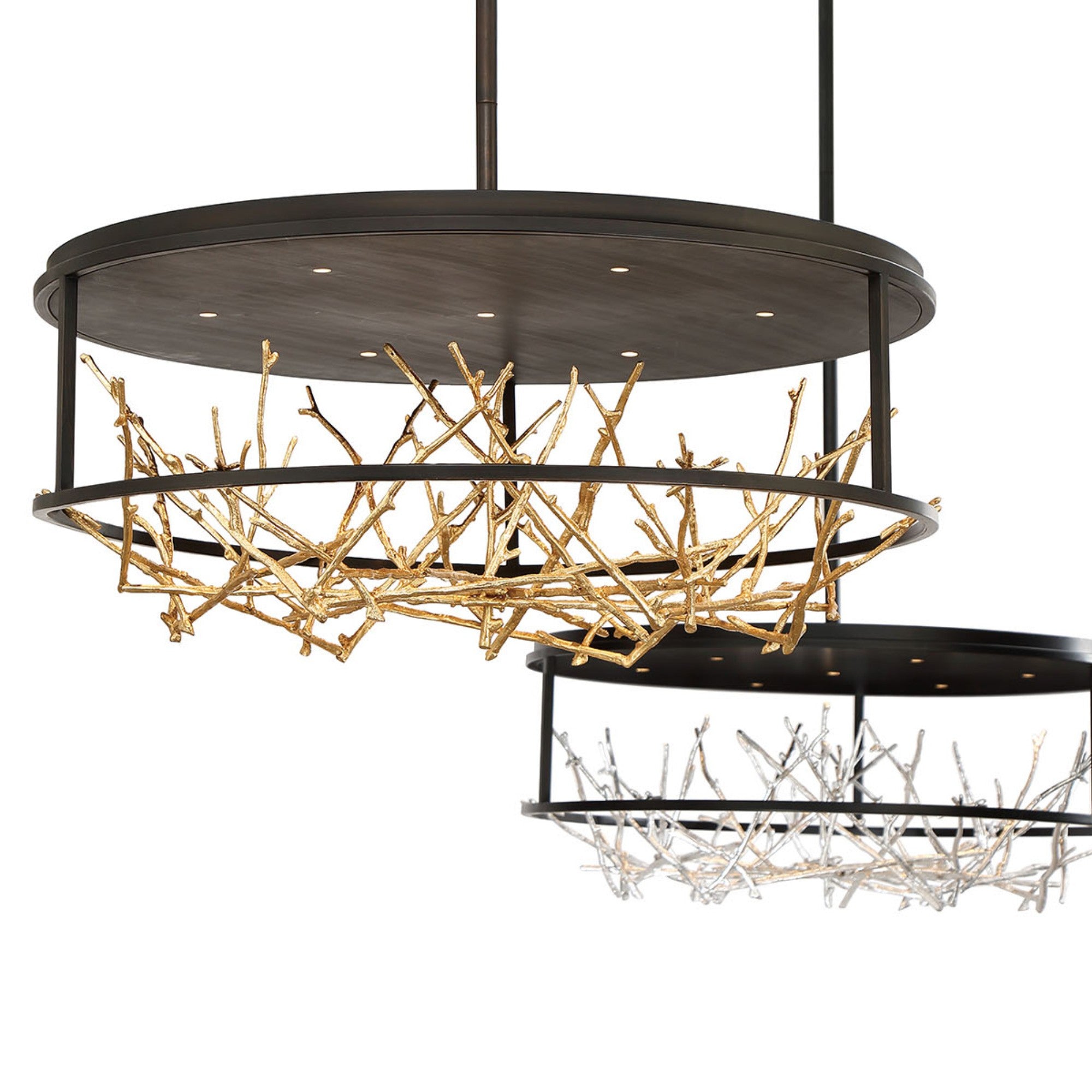 Aerie 31 LED Chandelier - Modern Silver & Black Crystal Ceiling Light Fixture for Dining Room, Living Room & Bedroom Lighting