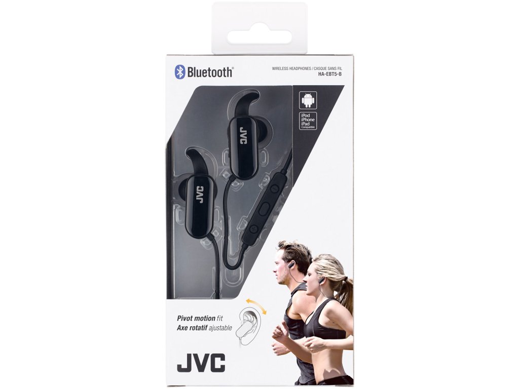 JVC HA-EBT5B Wireless Sports Headphones - Bluetooth Earbuds for Running, Gym & Workout - Sweatproof & Secure Fit - Black