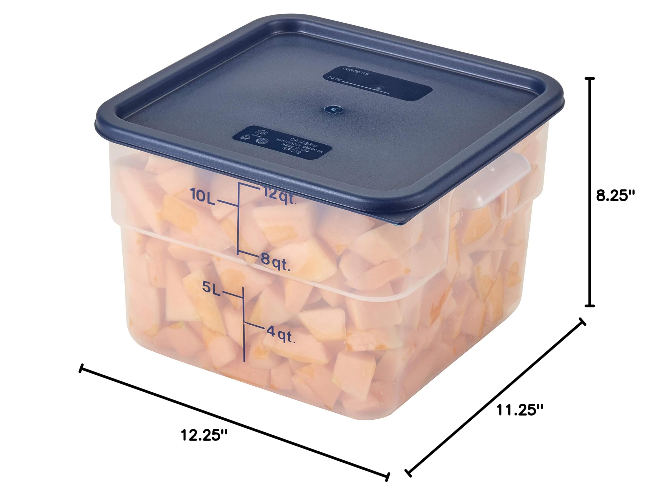 Cambro 12SFSPP190 12 Quart Polypropylene Food Storage Container - CamSquare® (Case of 6) | Commercial Kitchen, Restaurant, Catering & Bulk Food Storage Solution