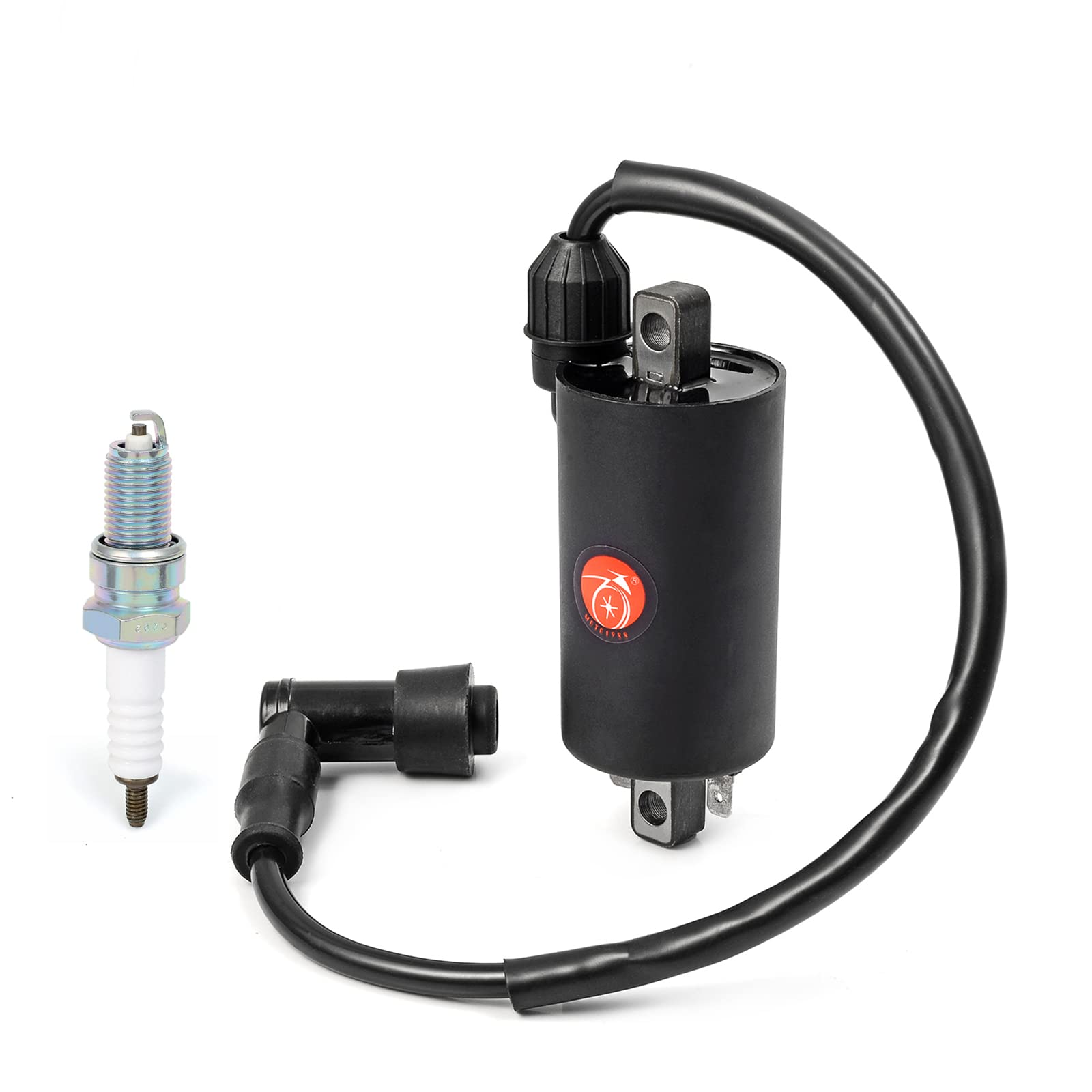 MOTO1988 Ignition Coil & Spark Plug Compatible with Kawasaki Bayou 300 KLF300 C/B/A 1986-2004 (Part# 21121-1049) - High Performance Replacement for Off-Road & ATV Riding