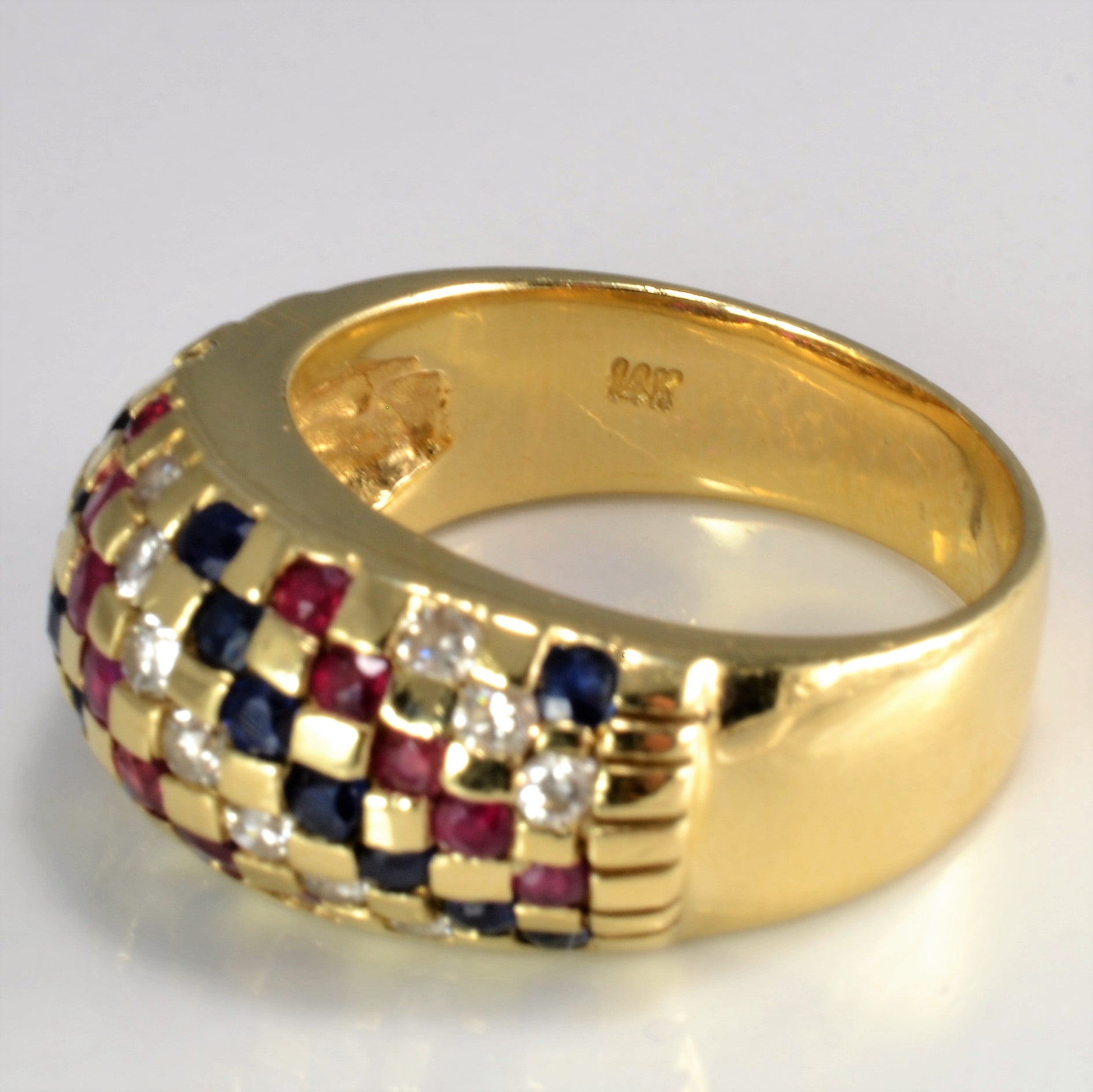 14K Gold Multi Gemstone Dome Ring for Women | 0.30 Carat Total Weight | Size 5.5 | Elegant Jewelry Gift for Birthday, Anniversary & Special Occasions