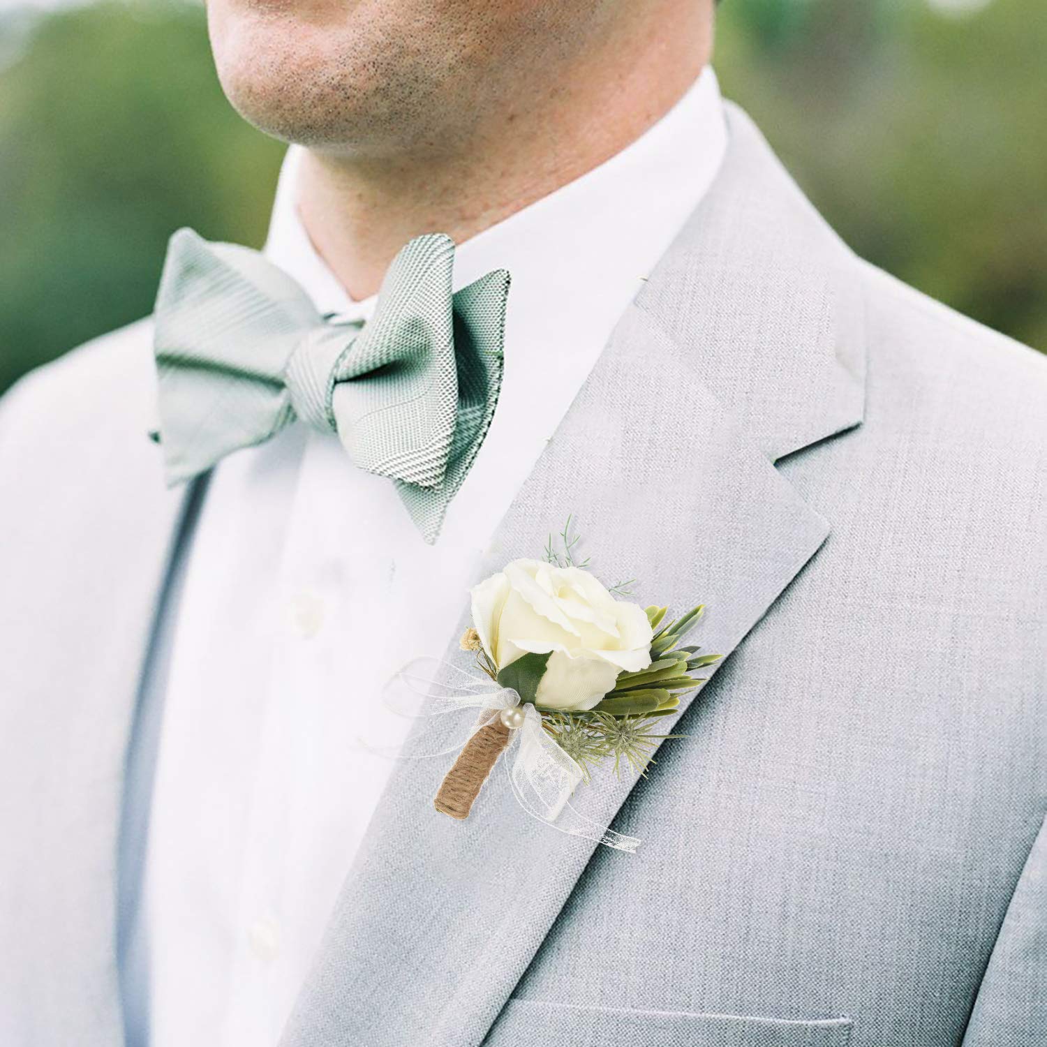 DearHouse 2Pcs Rose Boutonniere Buttonholes - Wedding Corsage for Groom, Groomsmen & Bridesmaids - Prom Suit Flower Accessories - Perfect for Weddings, Proms & Formal Events