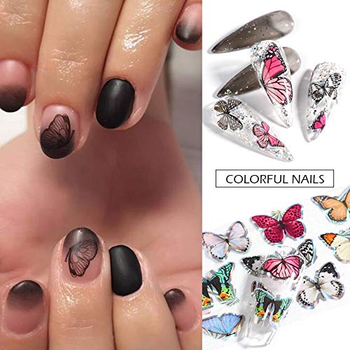 10 Sheets Butterfly Nail Art Foil Transfer Stickers - Holographic Nail Decals for DIY Manicure & Nail Decoration - Perfect for Party, Wedding, and Everyday Nail Art Designs