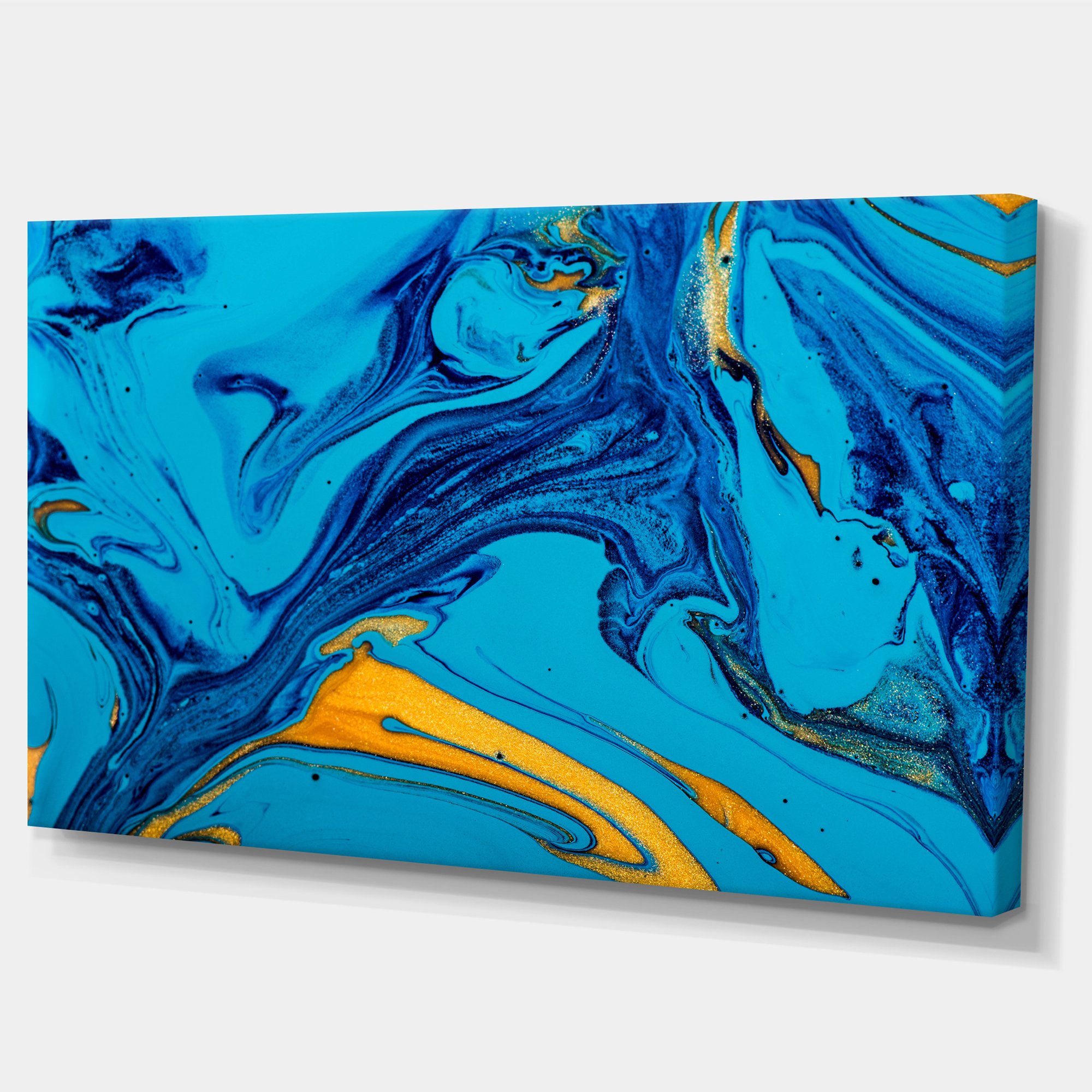 Designart PT9990-60-28 Soft Blue Acrylic Abstract Painting on Canvas - 28x60 Inches Ready to Hang Wall Art - Modern Home Decor for Living Room, Bedroom & Office